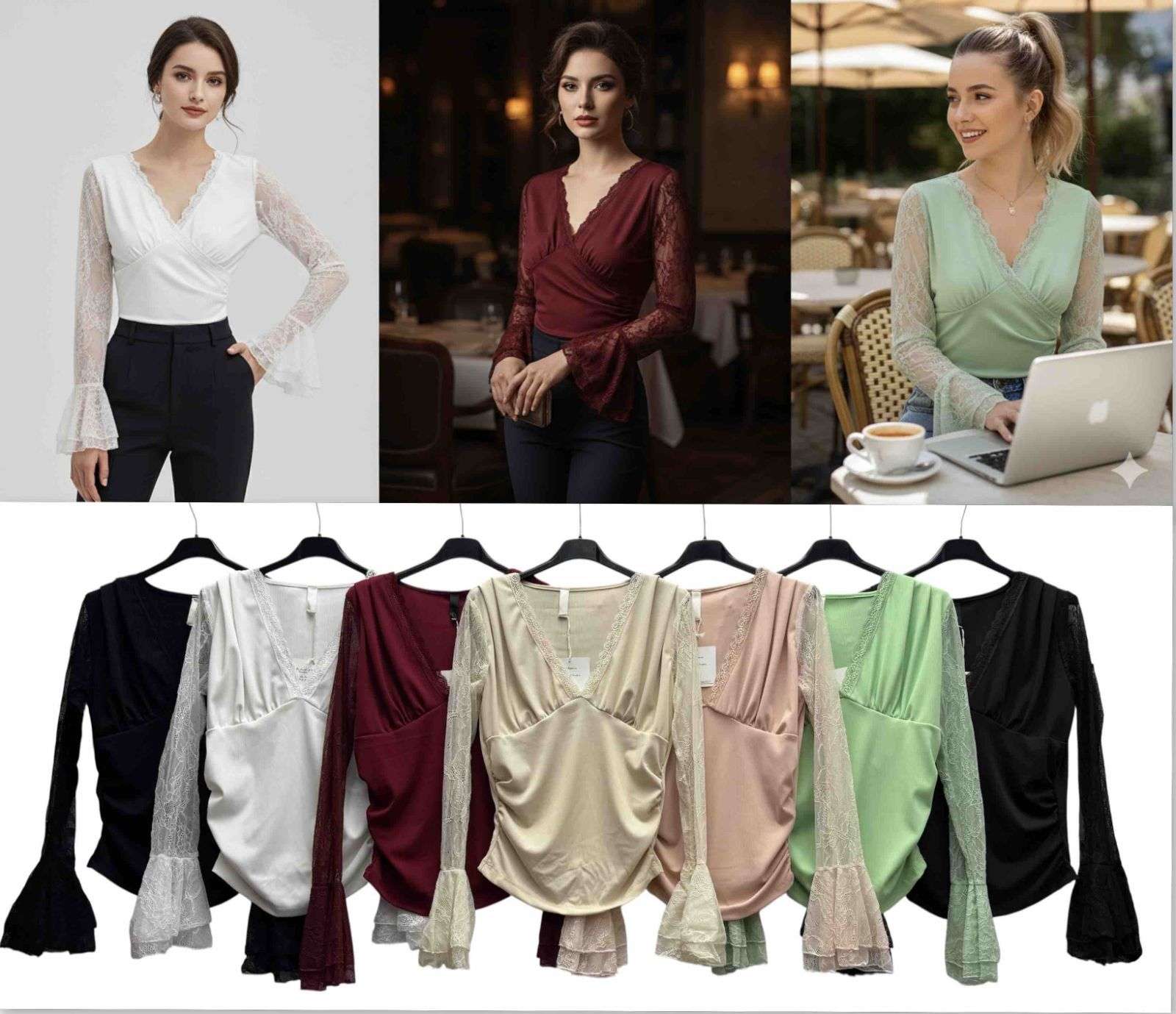 Bluzki Damskie  WŁOSKA  , Size uni, paczka  6szt ,mix kolor