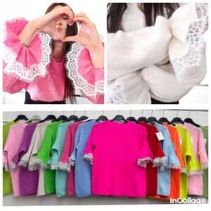 Swetry Damskie  WŁOSKA  , Size uni, paczka  6szt ,mix kolor