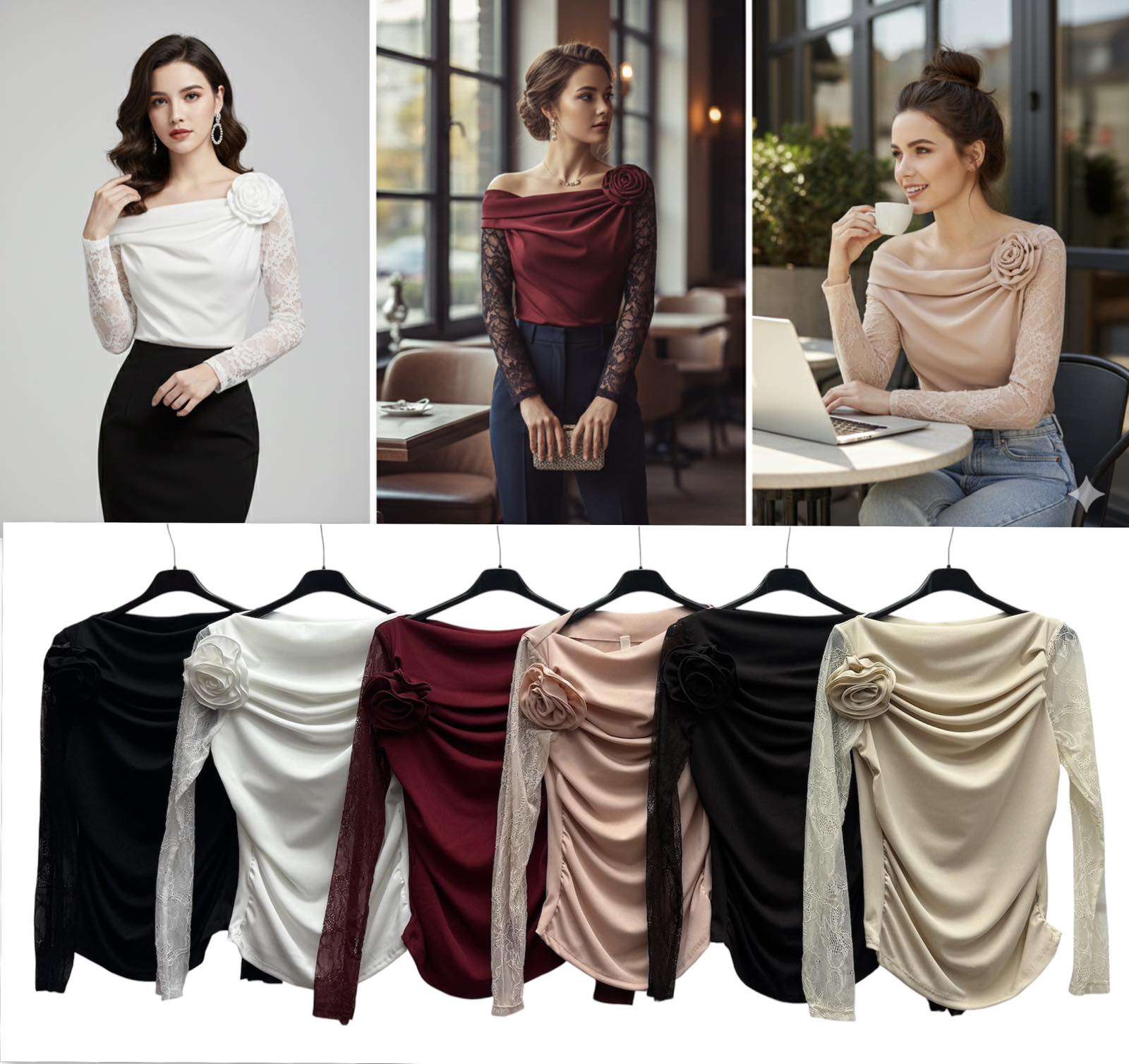 Bluzki Damskie  WŁOSKA  , Size uni, paczka  6szt ,mix kolor