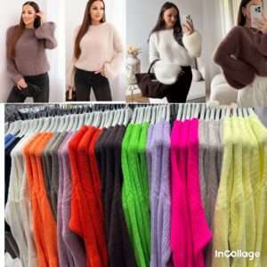 Swetry Damskie  WŁOSKA  , Size uni, paczka  6szt ,mix kolor