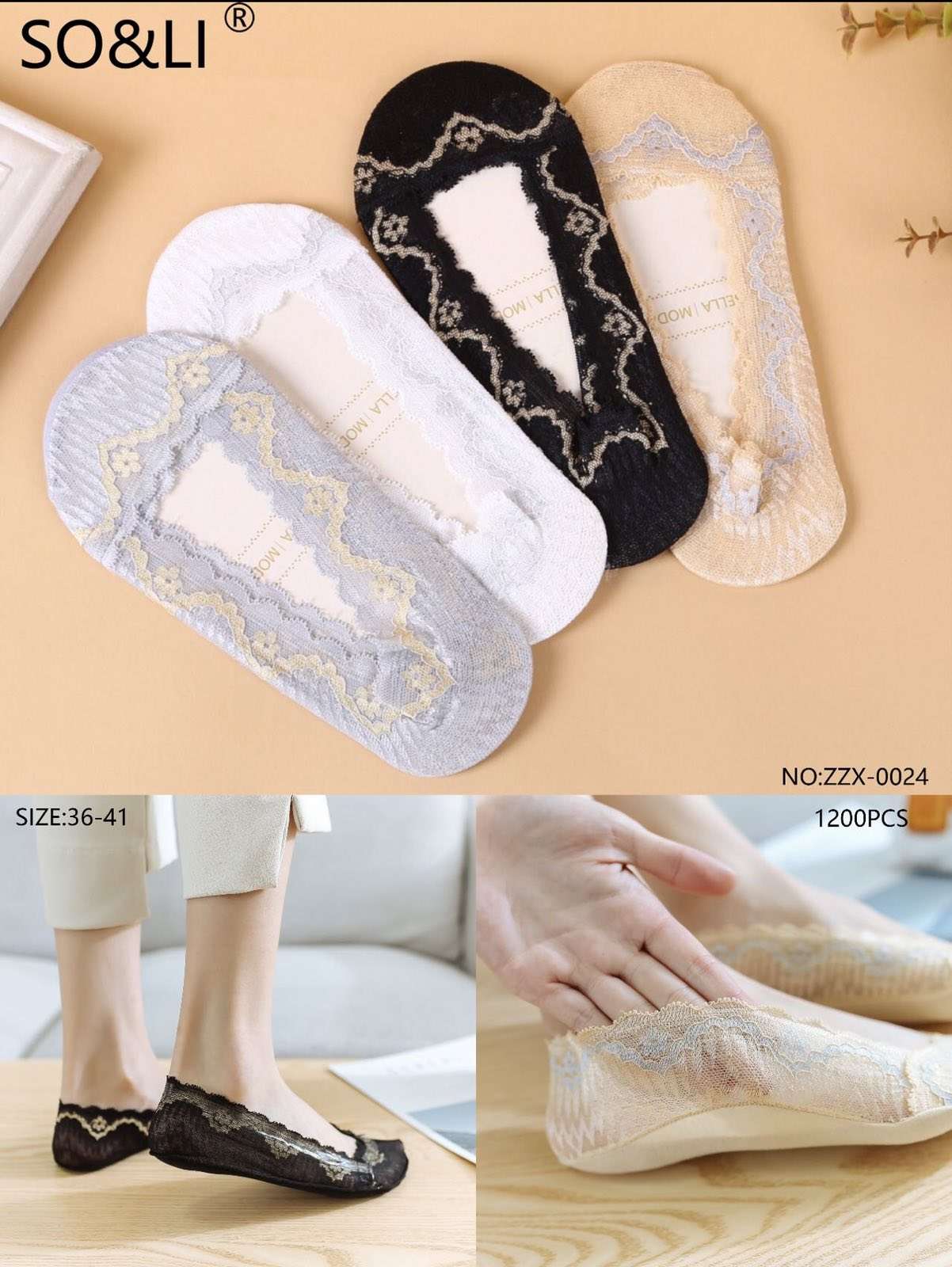 stopki damskie.size: 35-42, (24par/paczka)