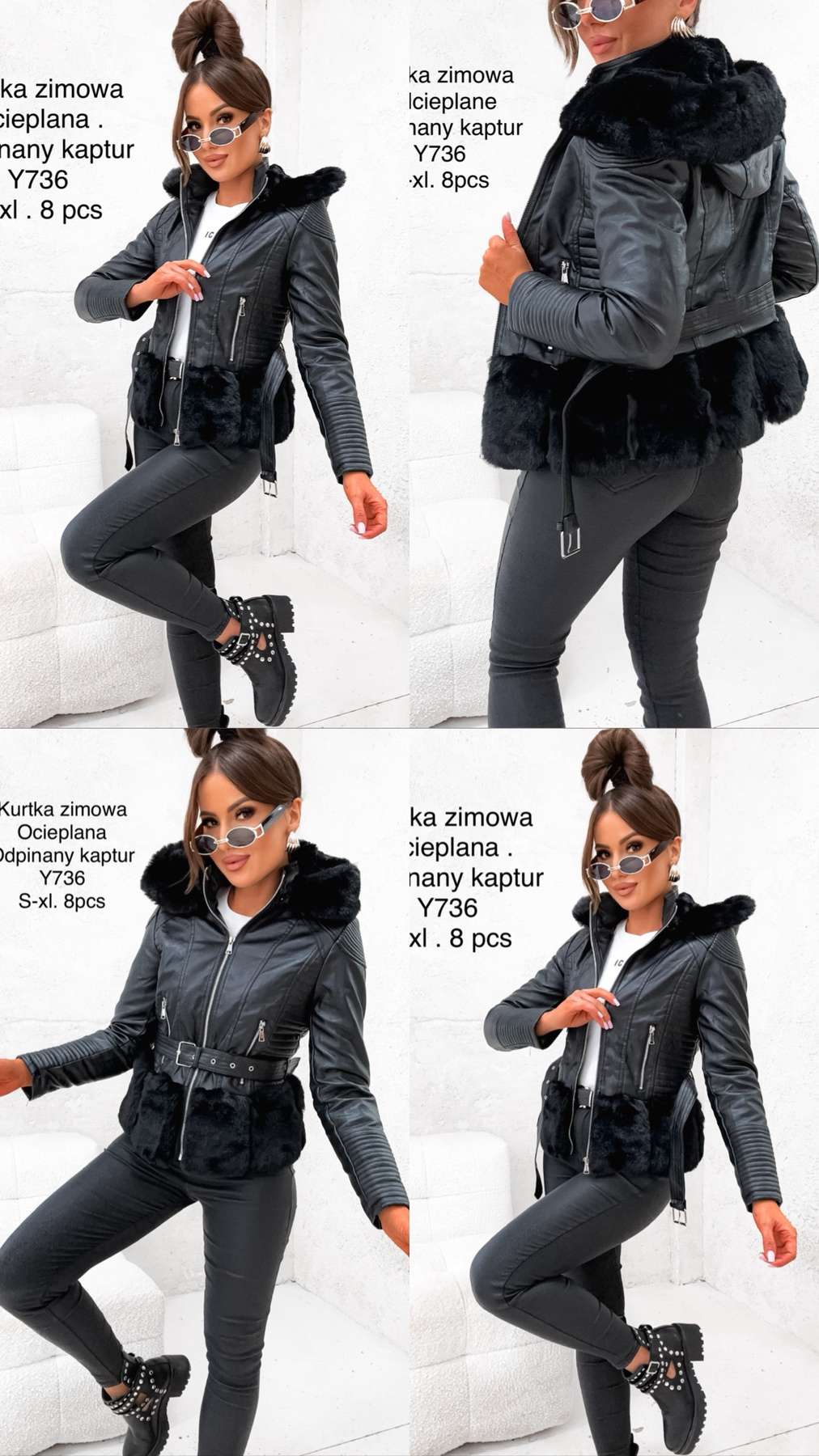 Kurtki skórzane damskie , Size s-xl, paczka 8szt ,1 kolor