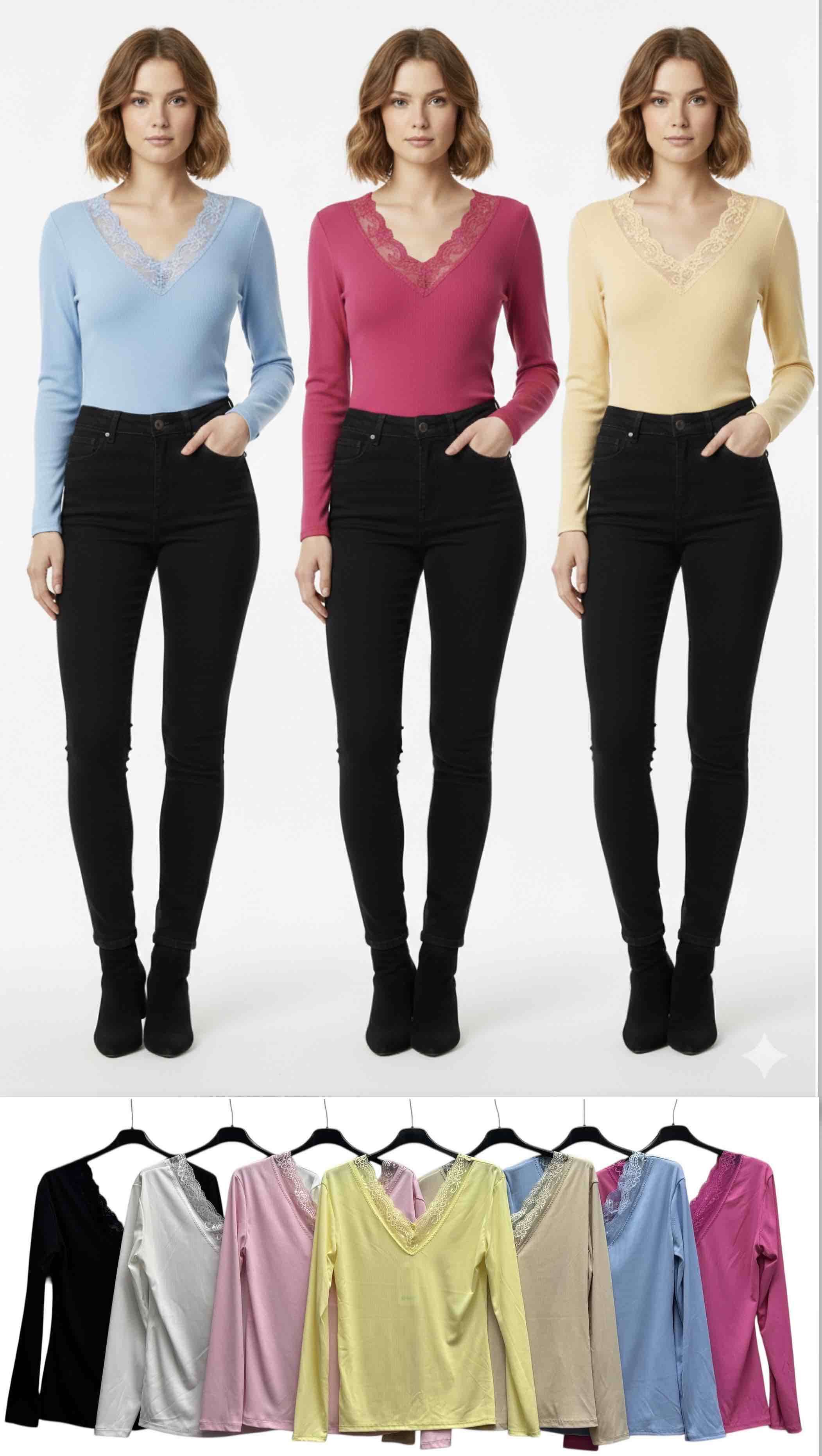 Bluzki Damskie  WŁOSKA  , Size uni, paczka  6szt ,mix kolor