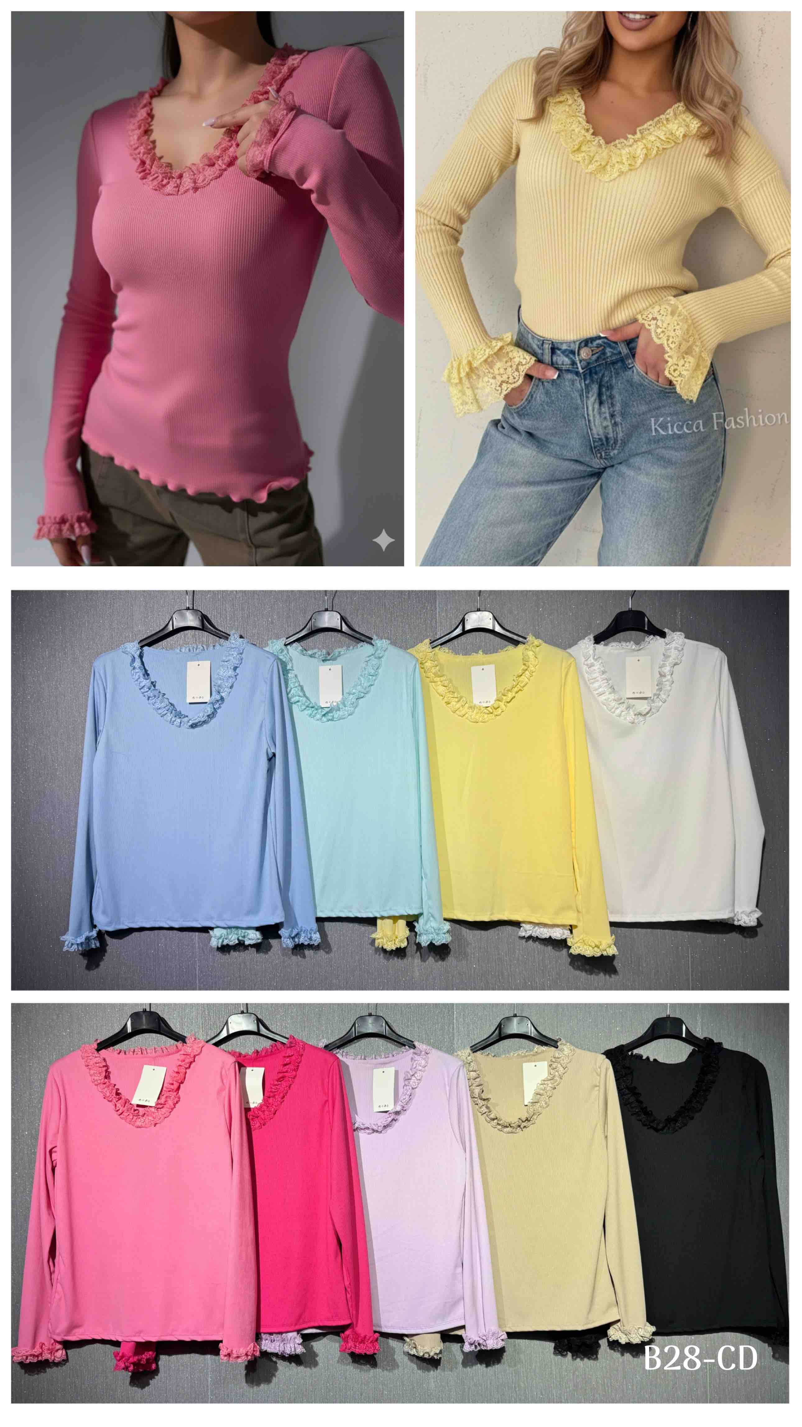 Bluzki  Damskie wloska  , Size uni, paczka  6szt ,mix kolor