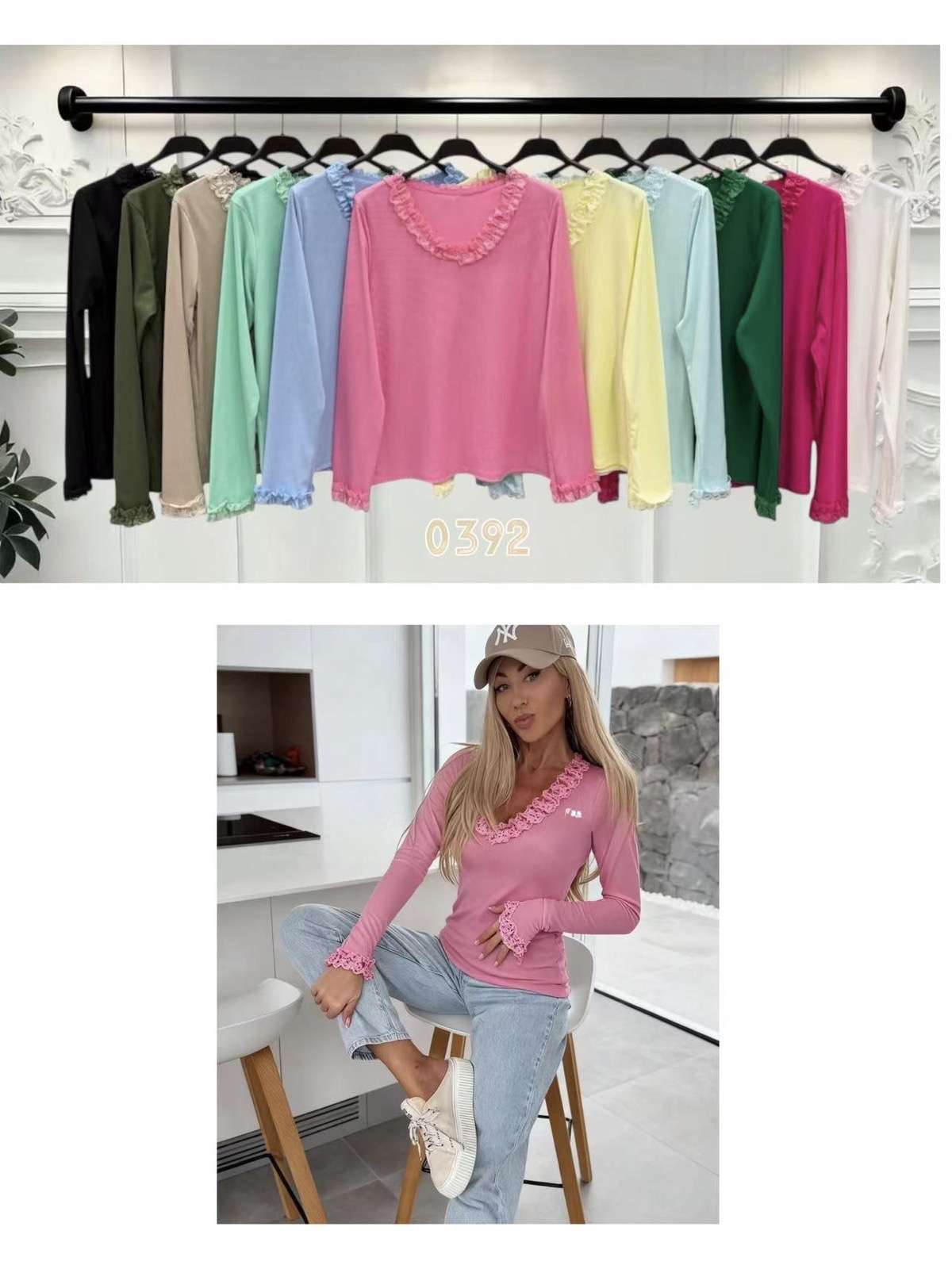 Bluzki Damskie  WŁOSKA  , Size uni, paczka  6szt ,mix kolor