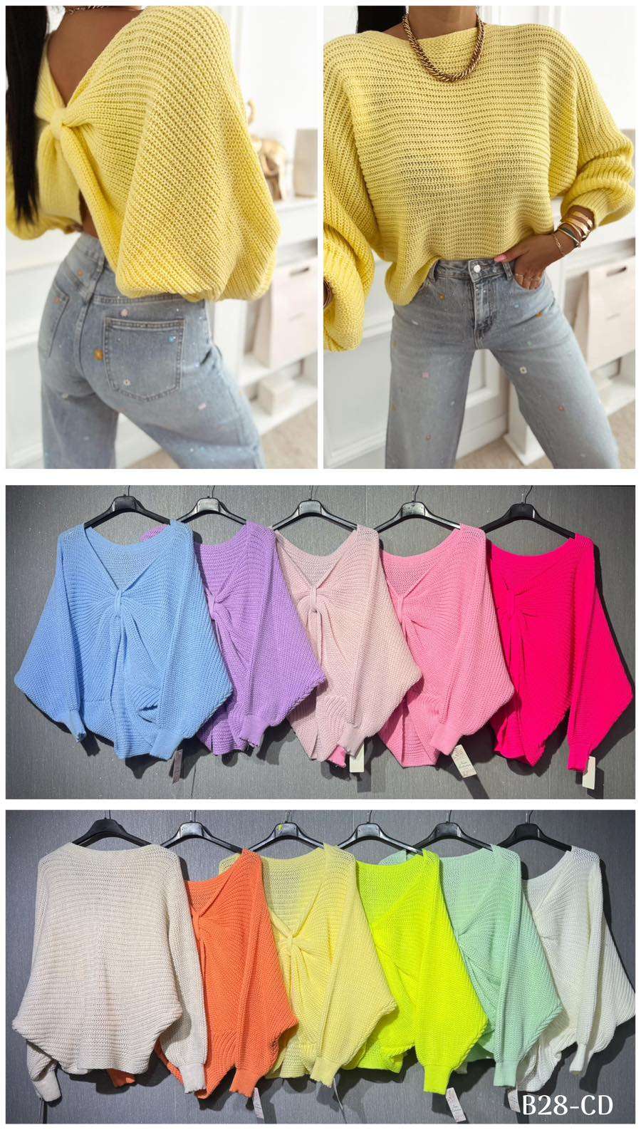 Swetry Damskie  WŁOSKA  , Size uni, paczka  6szt ,mix kolor