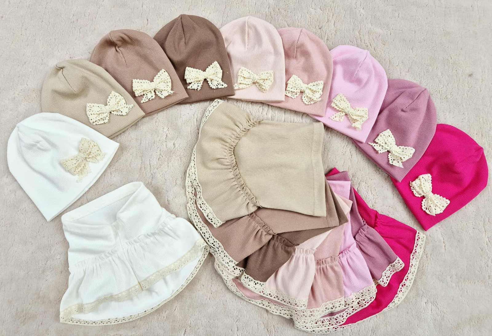 Komplet Czapki DZIECIĘCE, paczka 12szt, mix kolor