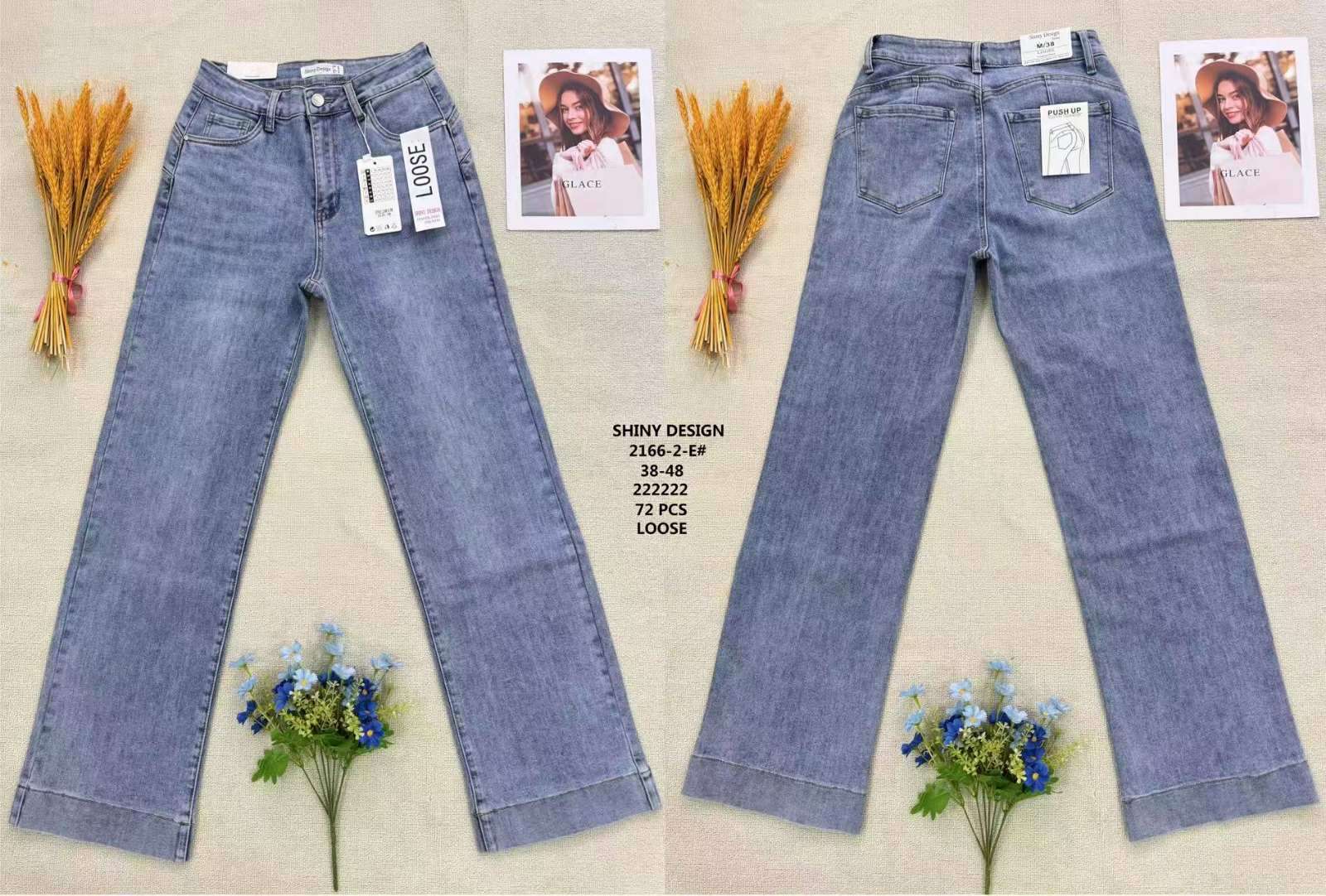 Jeansy  damskie, Size 38-48, paczka  12szt ,1kolor