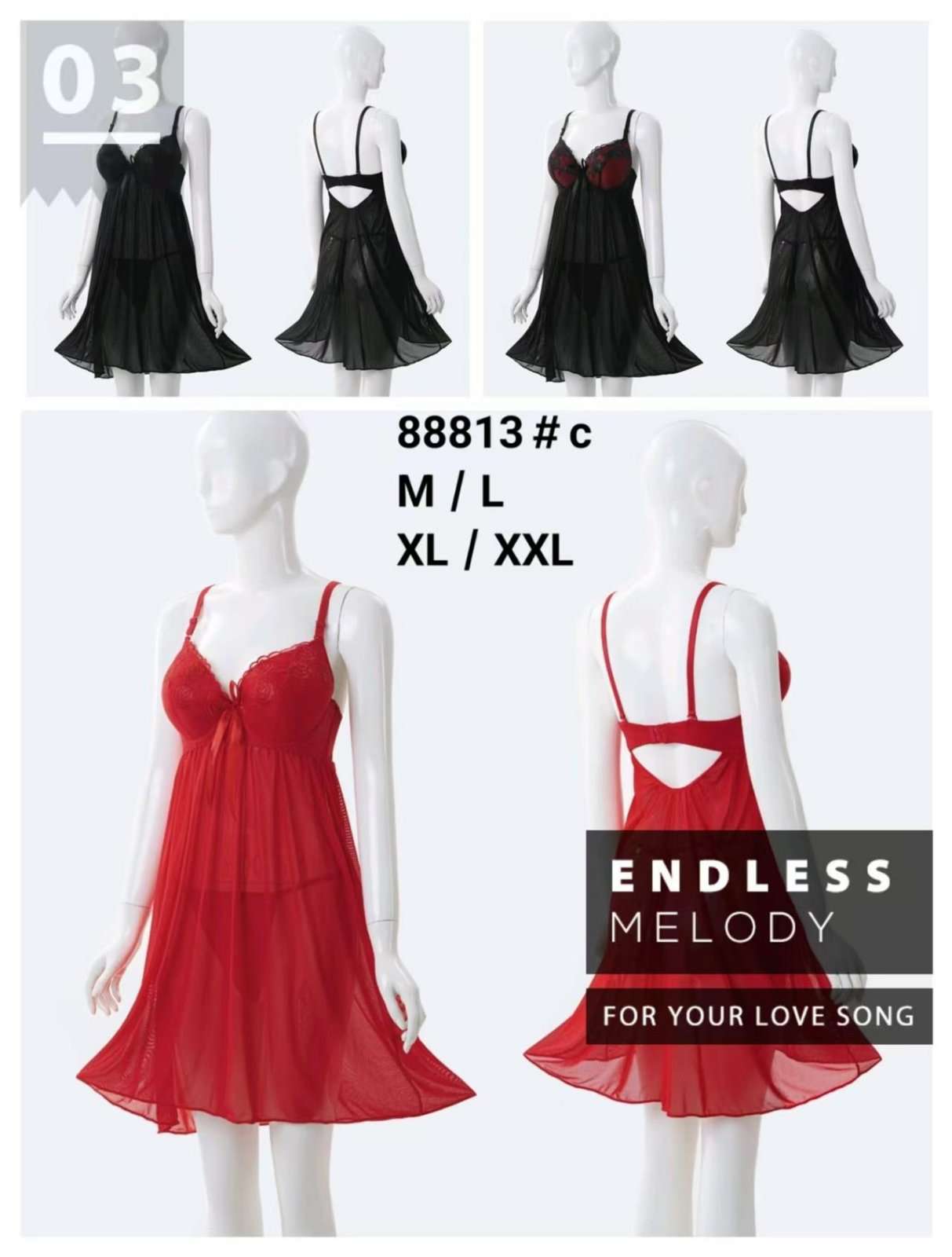 Koszule nocne damskie,size m/l-xl/2xl, paczka 12szt ,mix kolor