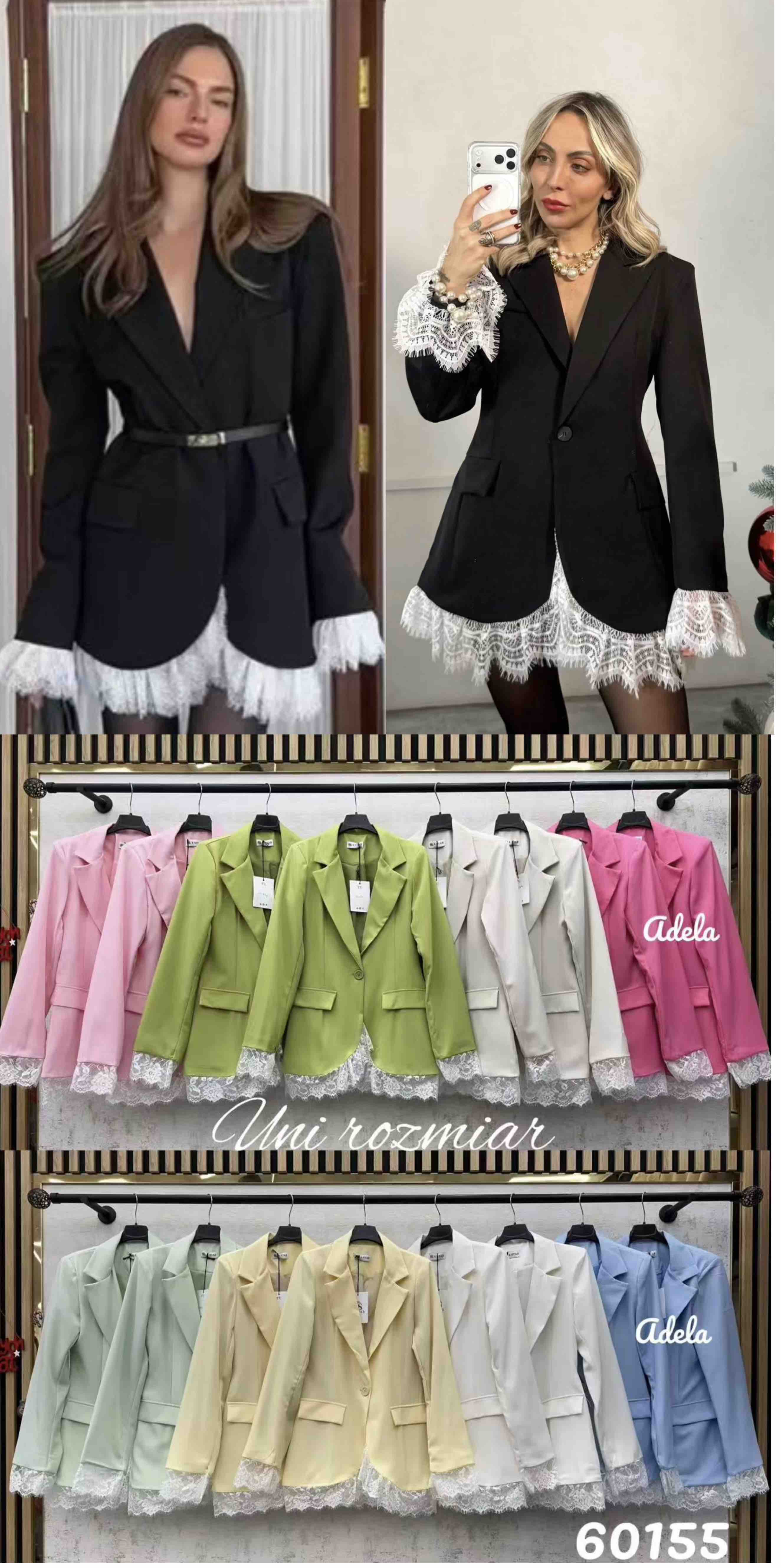 Marynarki damskie wloskie , Size uni, paczka 6szt ,mix kolor