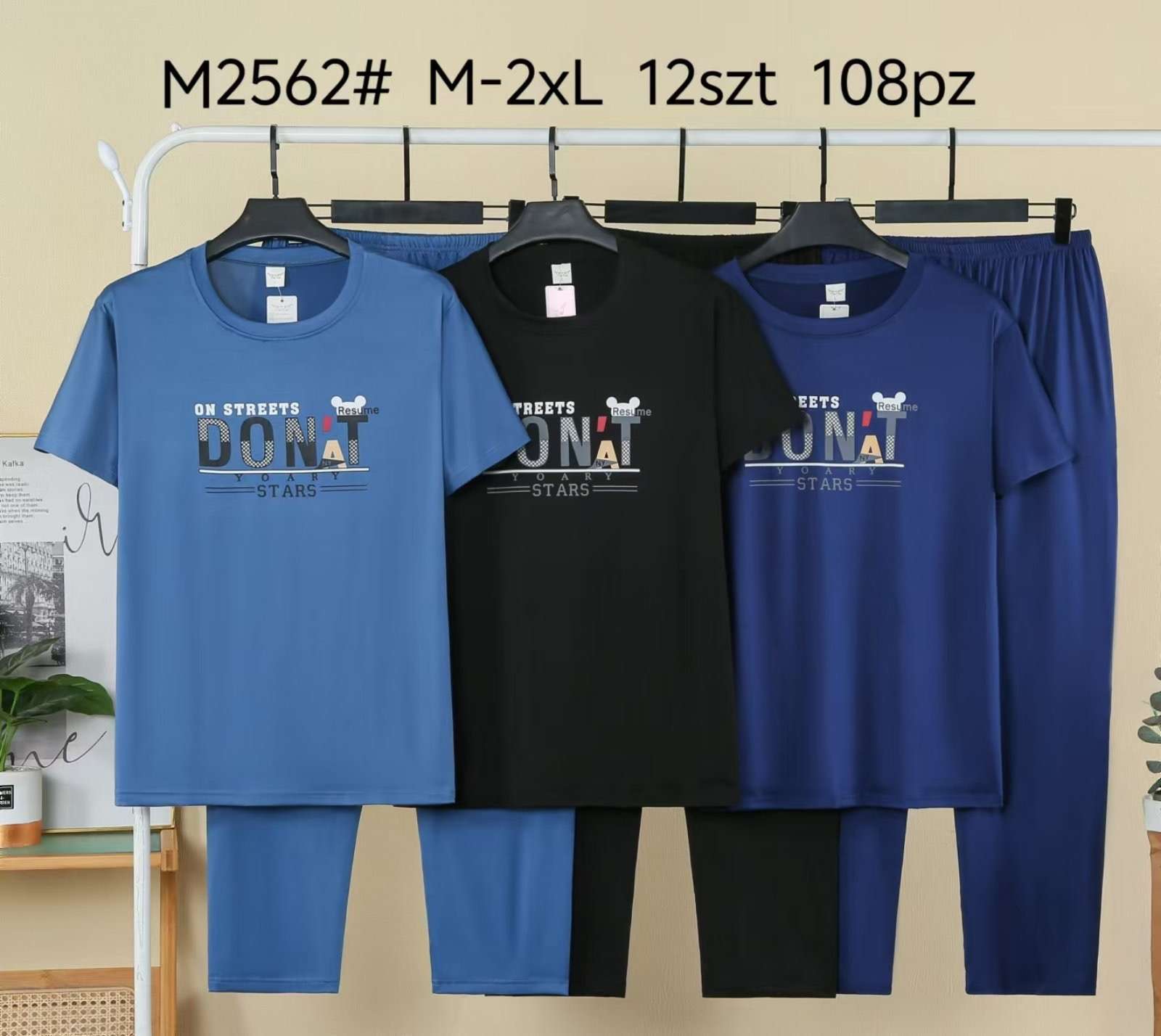 Piżama MĘSKIE , Size m/l-xl/2xl, paczka 12szt ,mix kolor