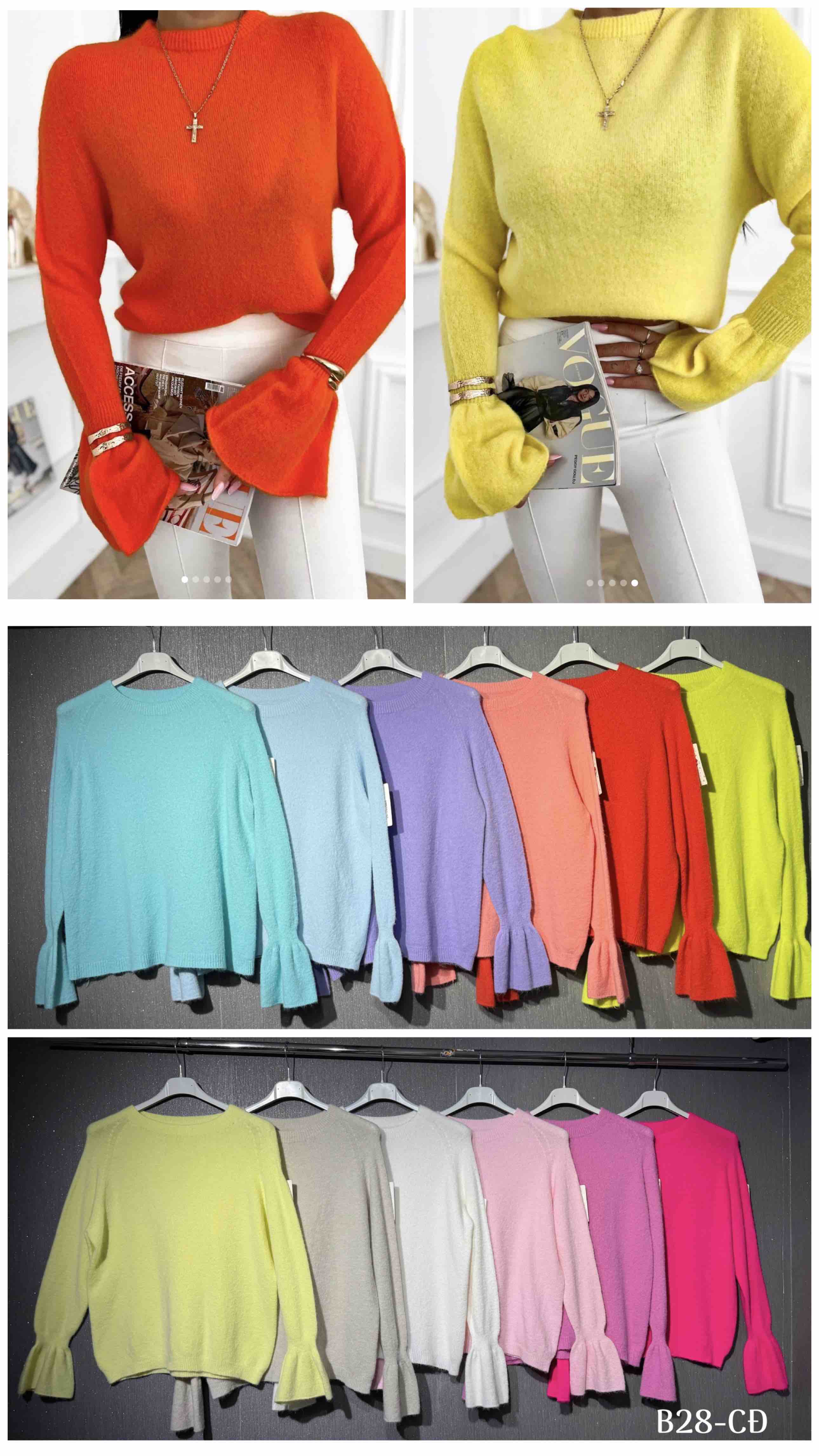 Swetry Damskie  WŁOSKA  , Size uni, paczka  6szt ,mix kolor