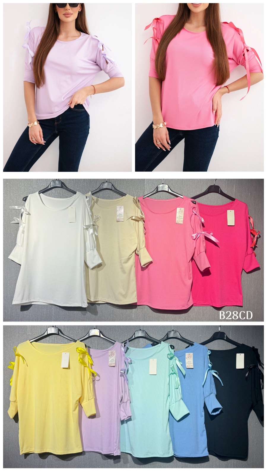 Bluzki  Damskie wloska  , Size uni, paczka  6szt ,mix kolor