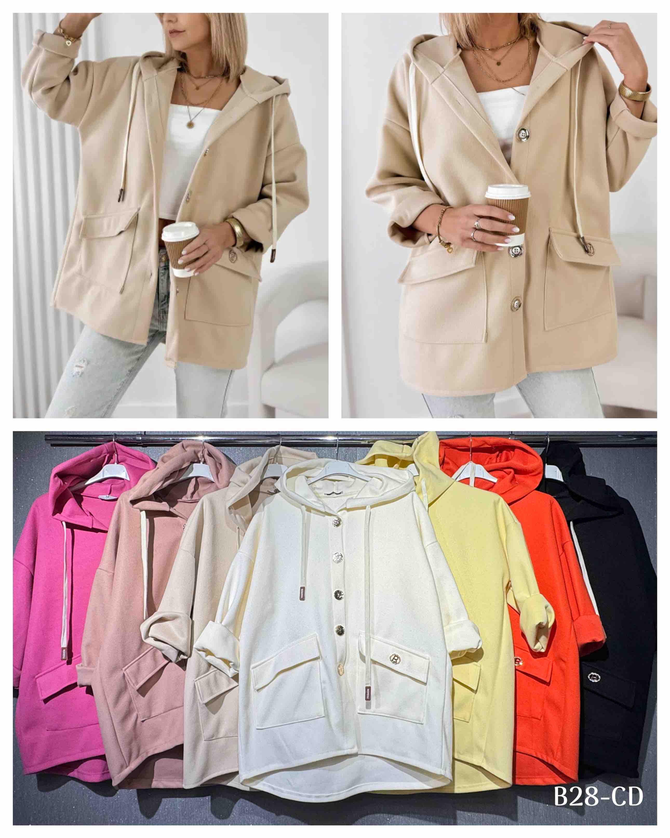 Kurtki Damskie  WŁOSKA  , Size uni, paczka  6szt ,mix kolor