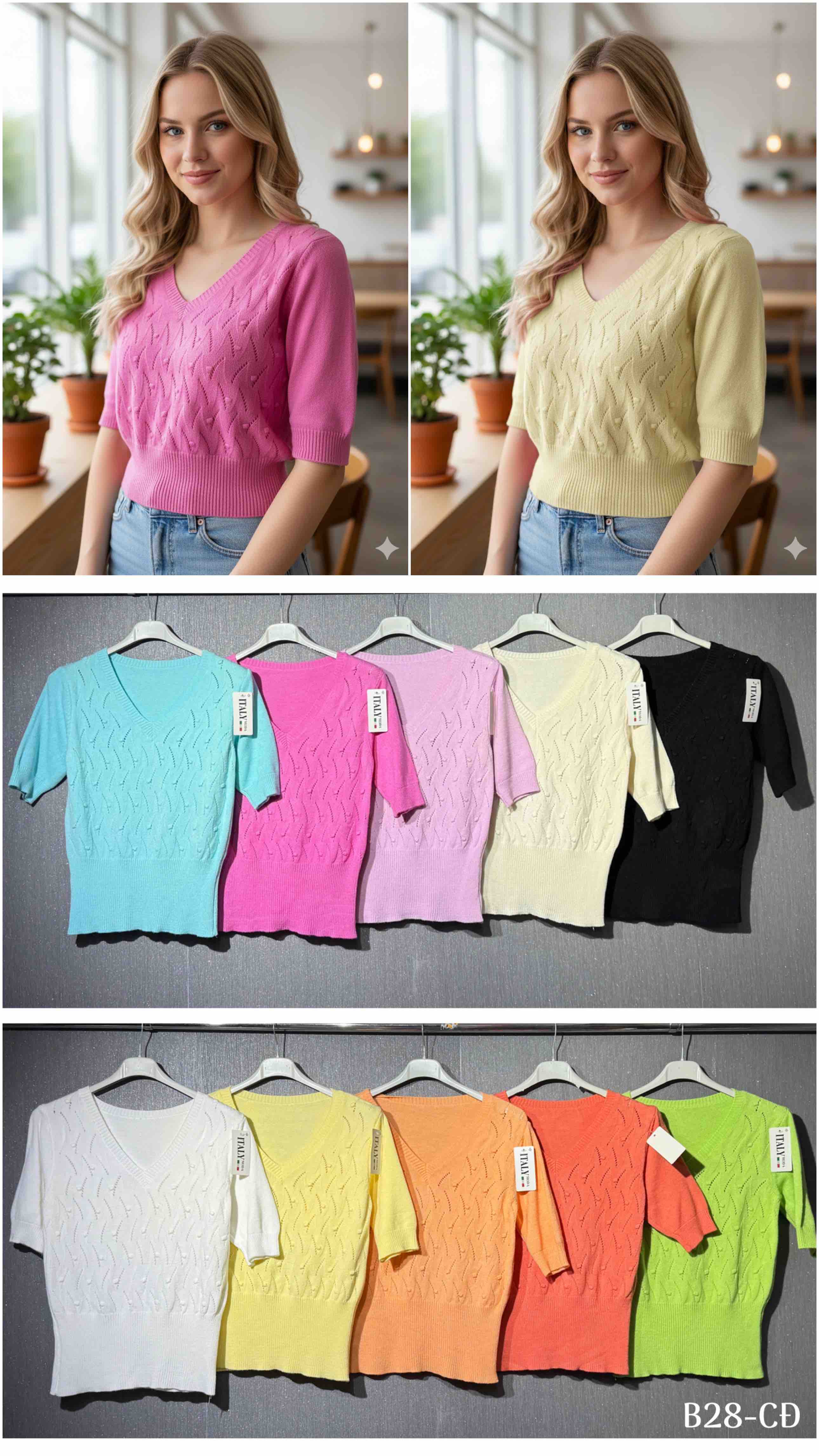 Swetry Damskie  WŁOSKA  , Size uni, paczka  6szt ,mix kolor