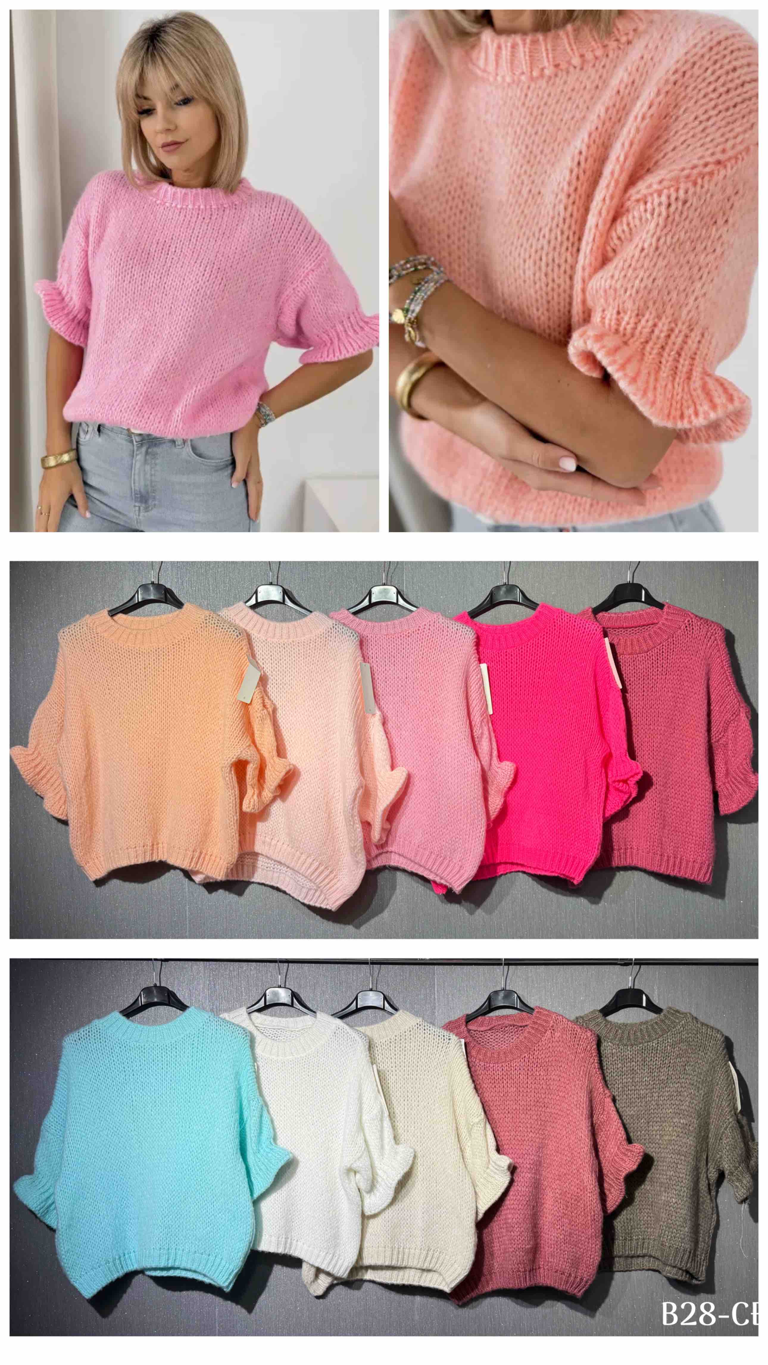 Swetry Damskie  WŁOSKA  , Size uni, paczka  6szt ,mix kolor