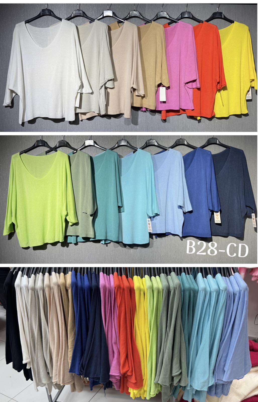 Bluzki Damskie  WŁOSKA  , Size uni, paczka  6szt ,mix kolor