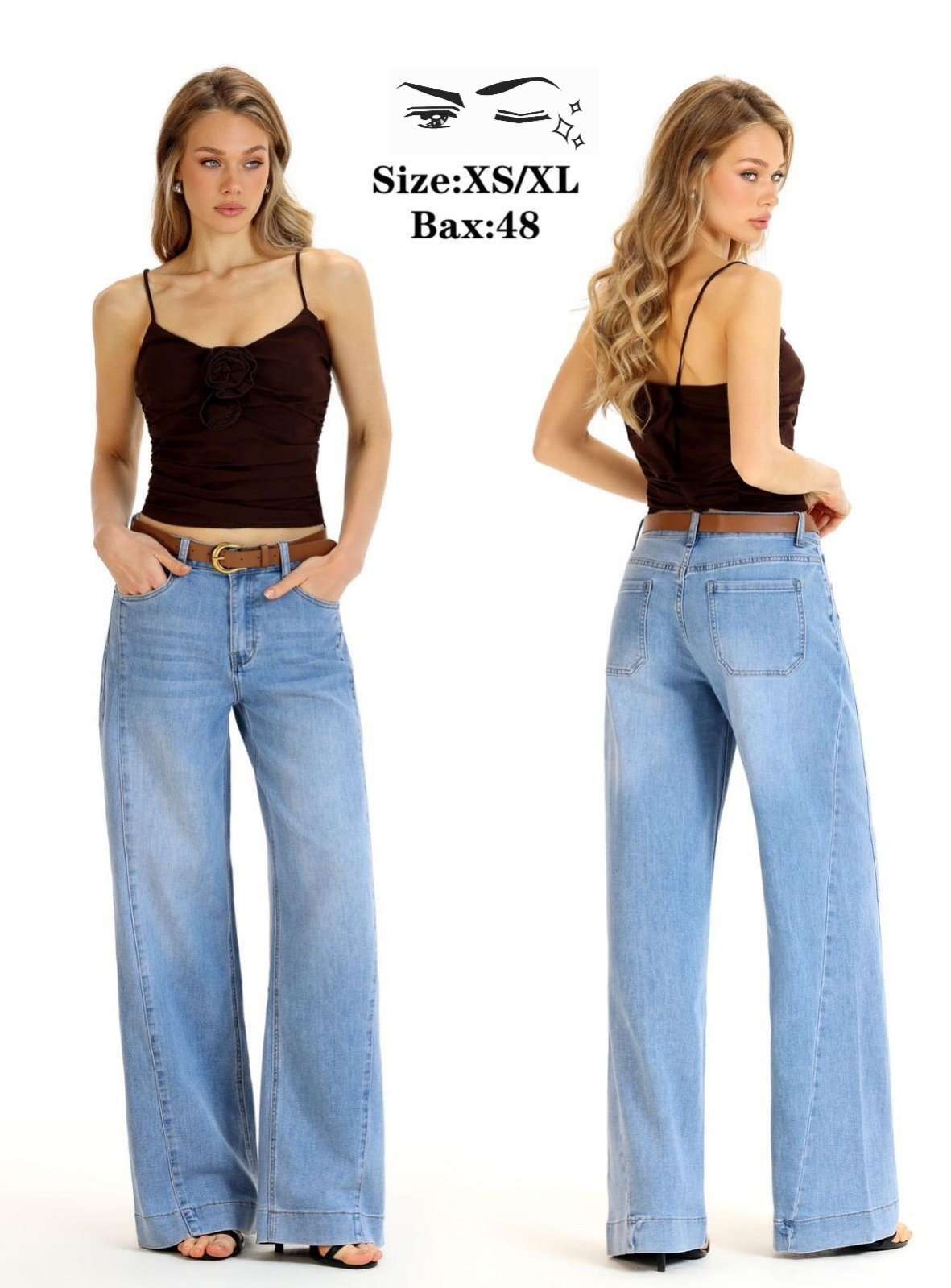 Jeansy  damskie, Size xs-xl, paczka  12szt ,1kolor