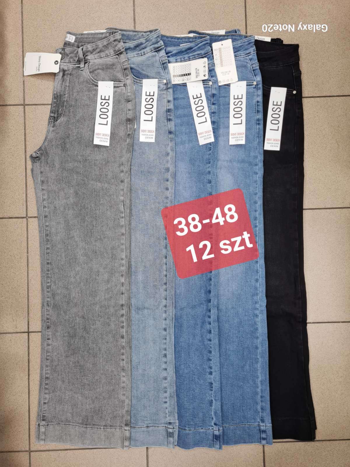 Jeansy  damskie, Size 38-48, paczka  12szt ,1kolor