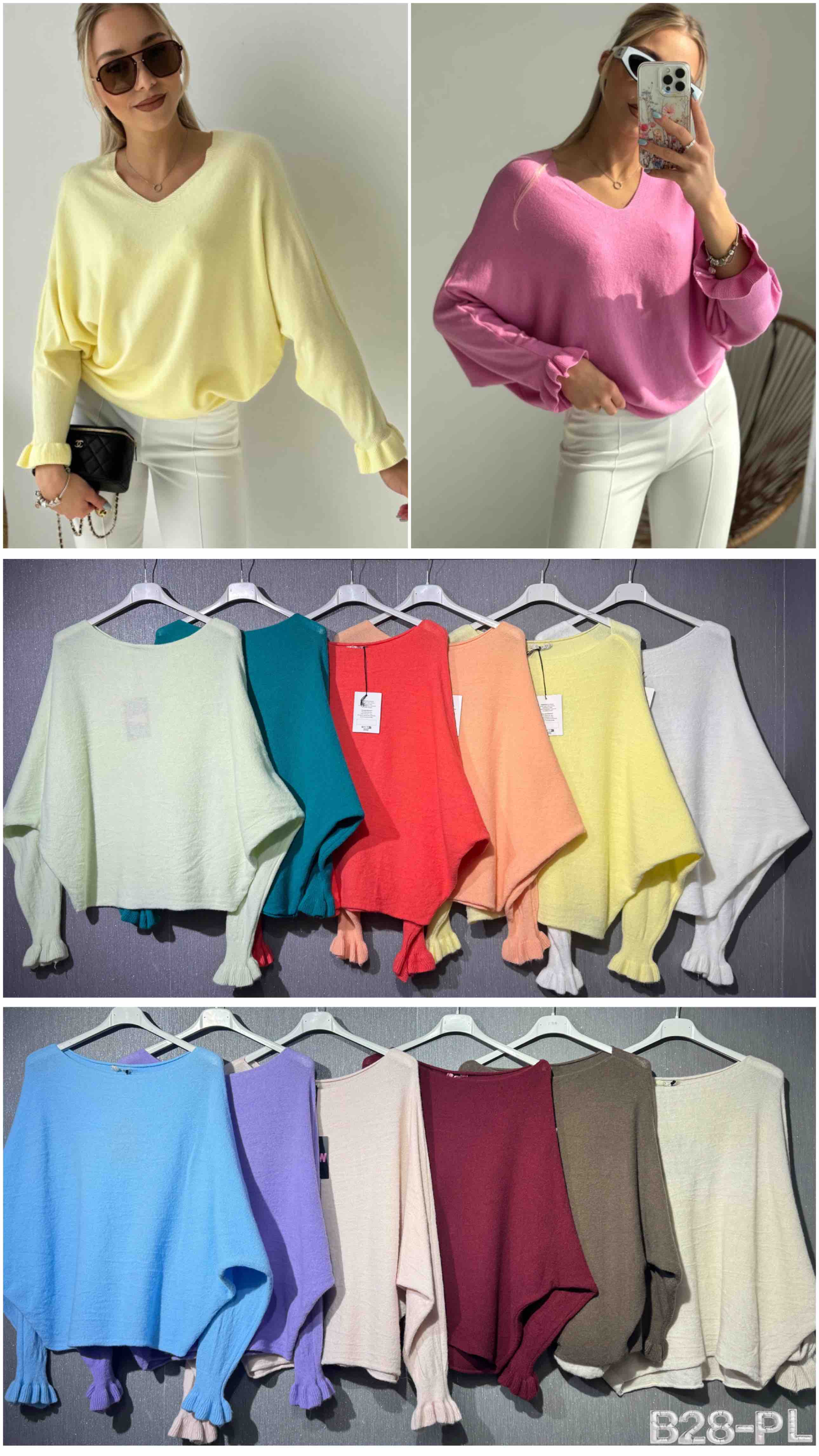 Swetry Damskie  WŁOSKA  , Size uni, paczka  6szt ,mix kolor