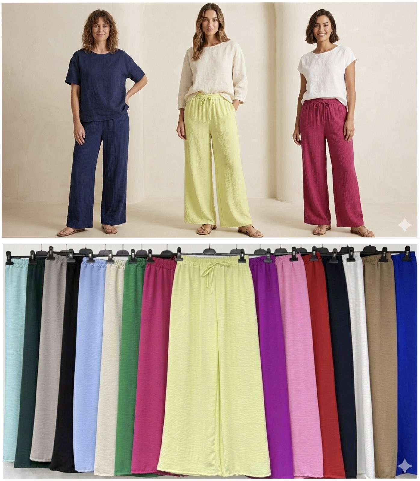 Spodnie  Damskie wloska  , Size uni, paczka  6szt ,mix kolor