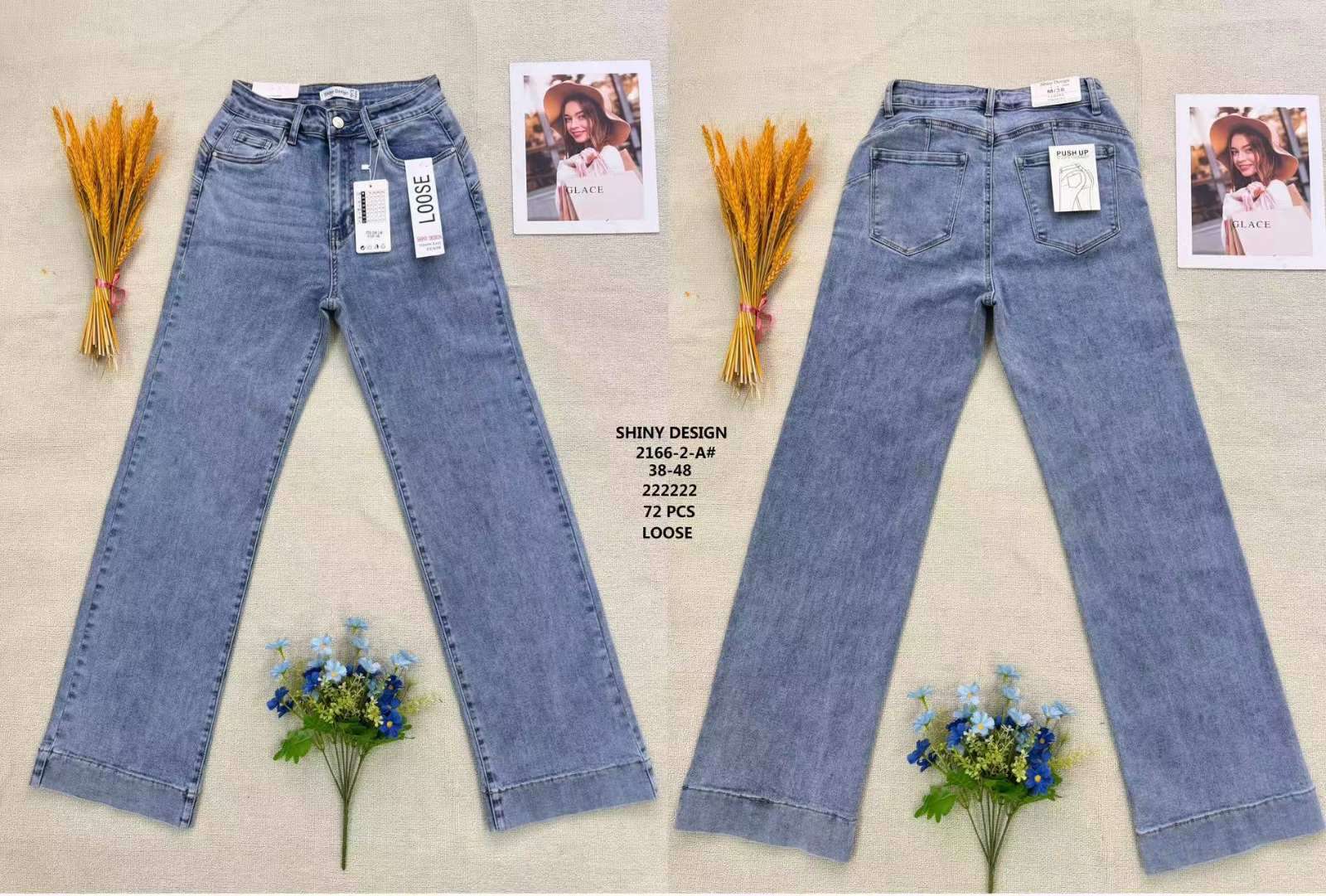 Jeansy  damskie, Size 38-48, paczka  12szt ,1kolor