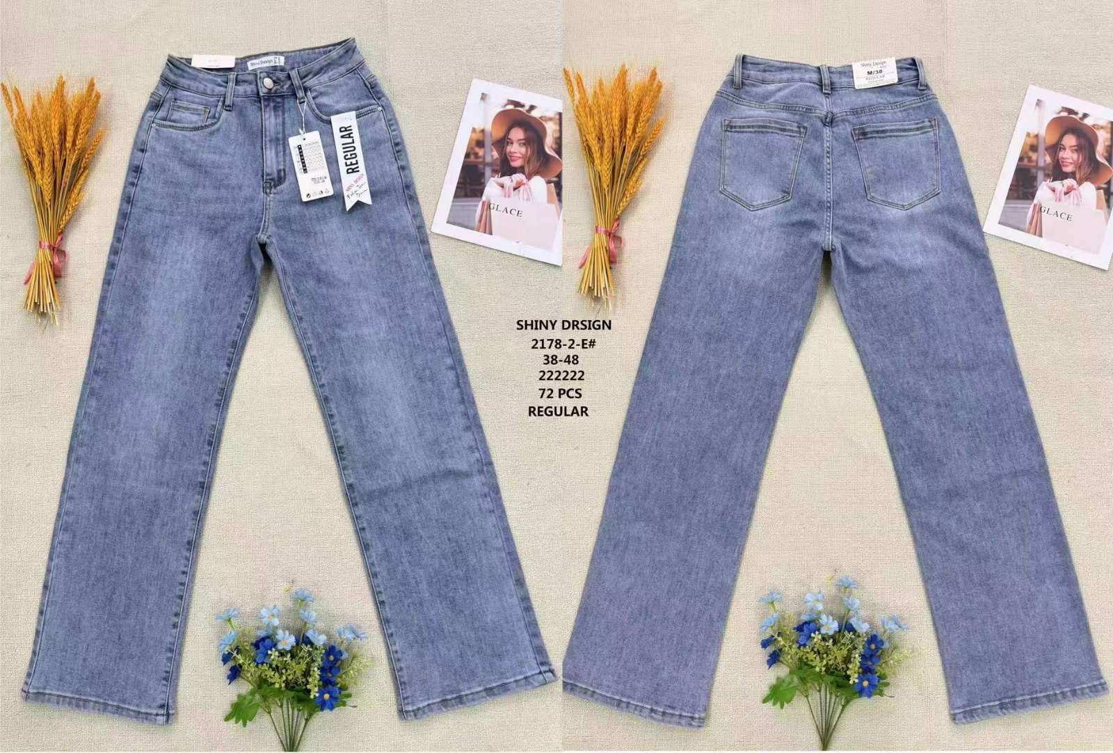 Jeansy damskie, Size 38-48, paczka  12szt ,1kolor