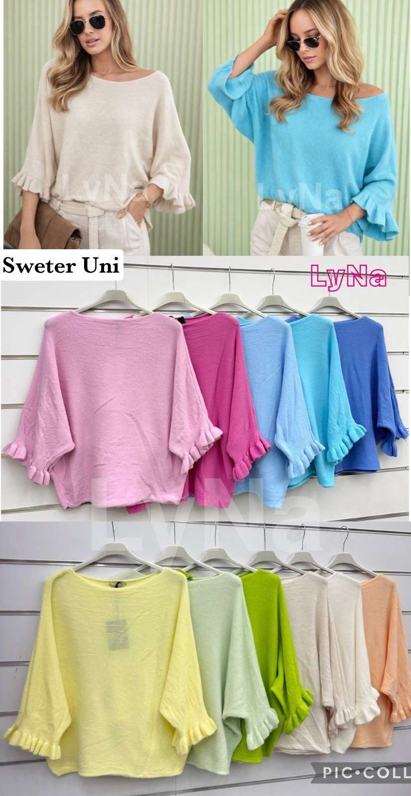 Swetry  Damskie wloska  , Size uni, paczka  6szt ,mix kolor