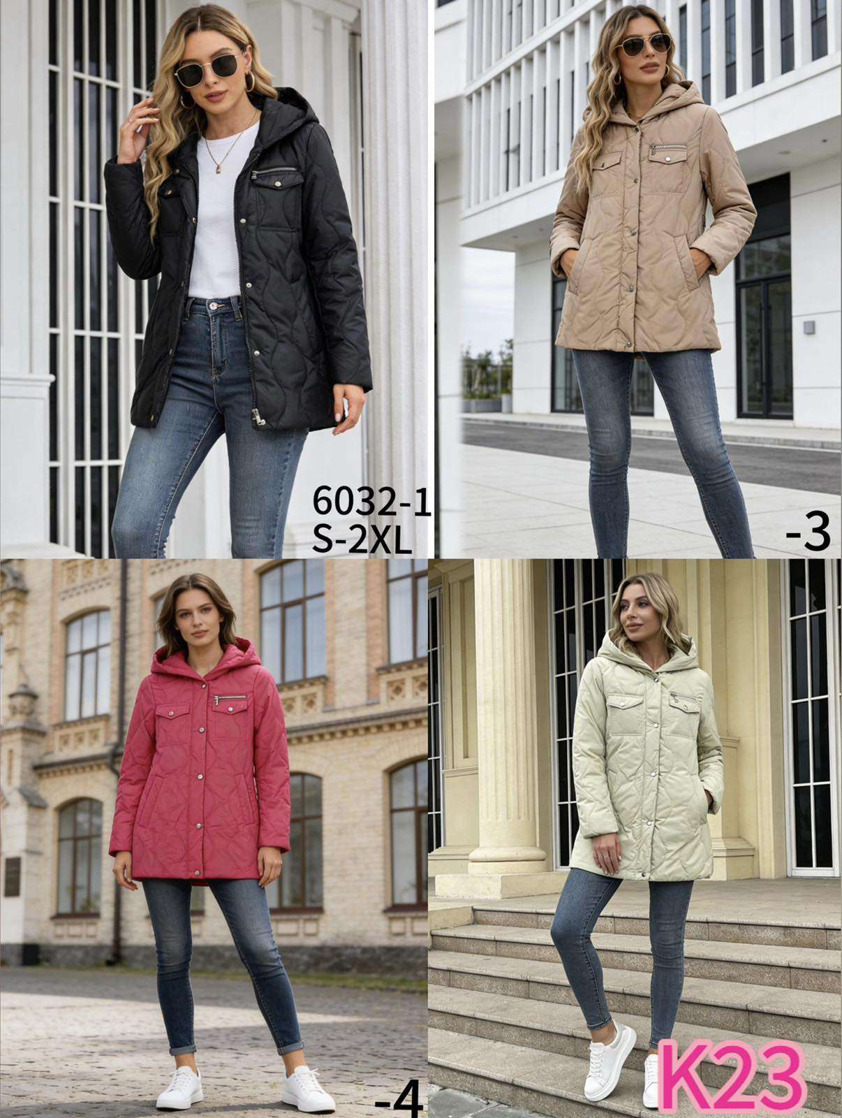 Kurtki Damskie wloska  , Size s-2xl, paczka 5szt ,1kolor