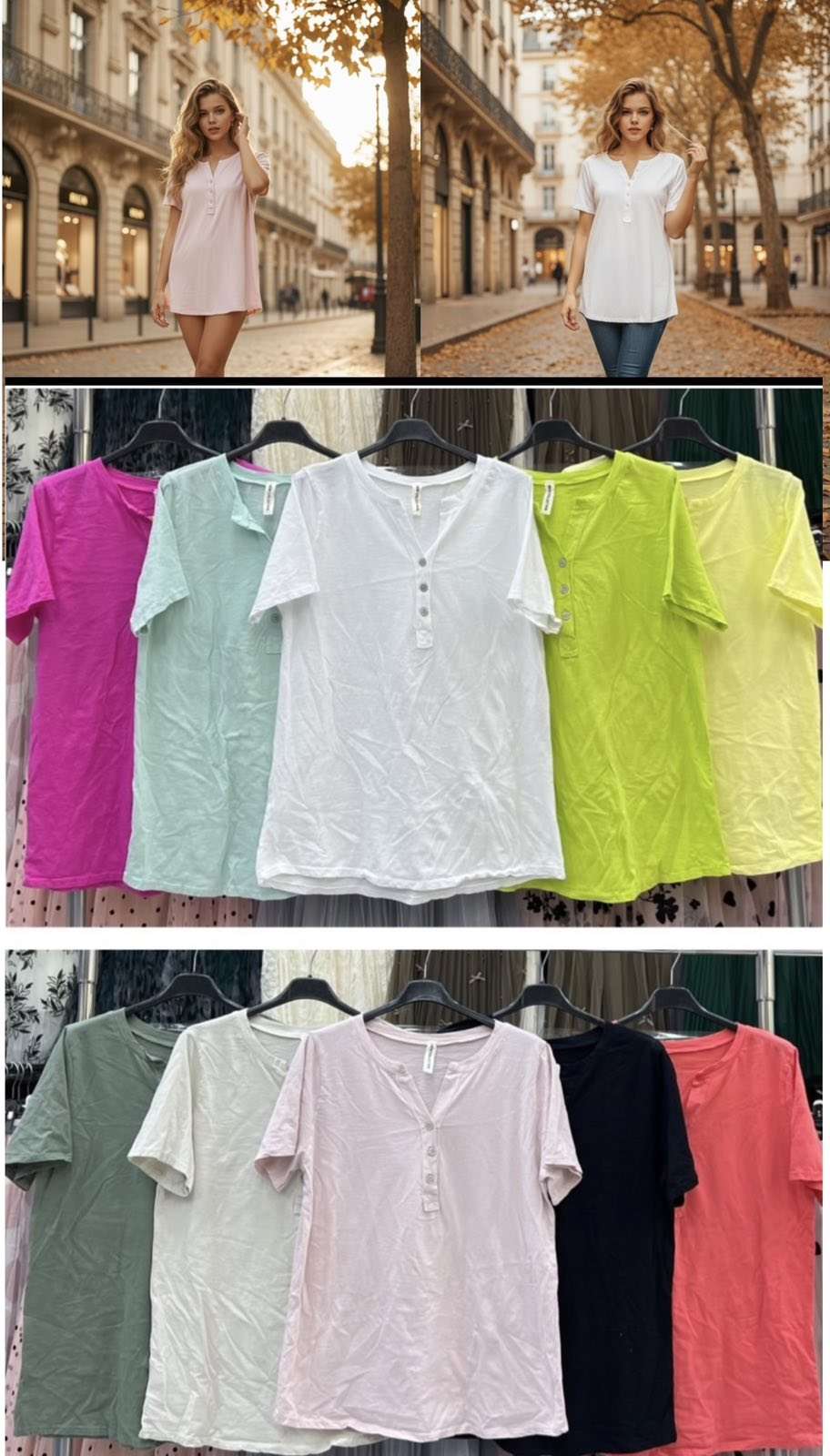 Bluzki Damskie wloska  , Size uni, paczka  6szt ,mix kolor