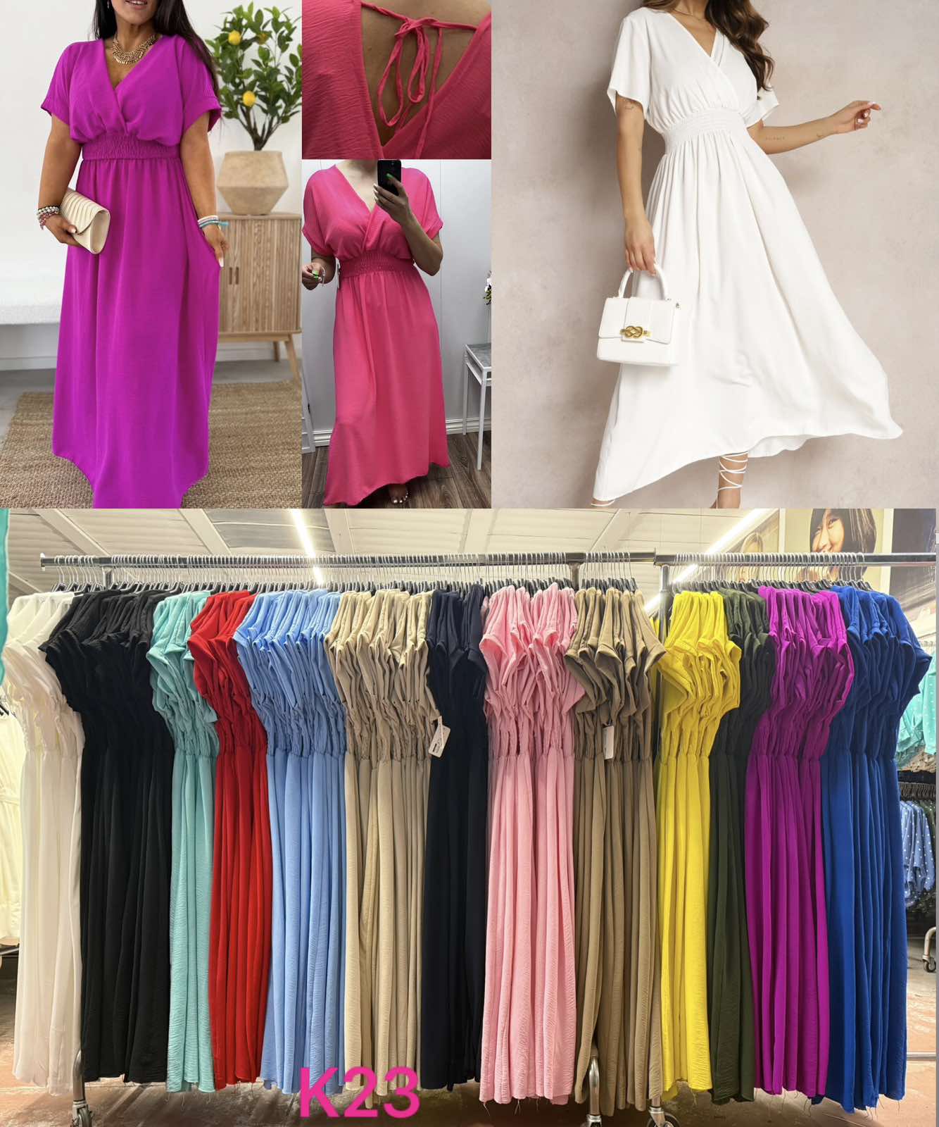 Sukienki Damskie wloska  , Size uni, paczka 6szt ,mix kolor