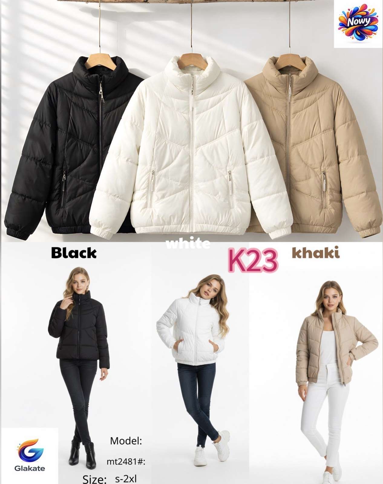 Kurtki Damskie wloska  , Size s-2xl, paczka 5szt ,1kolor