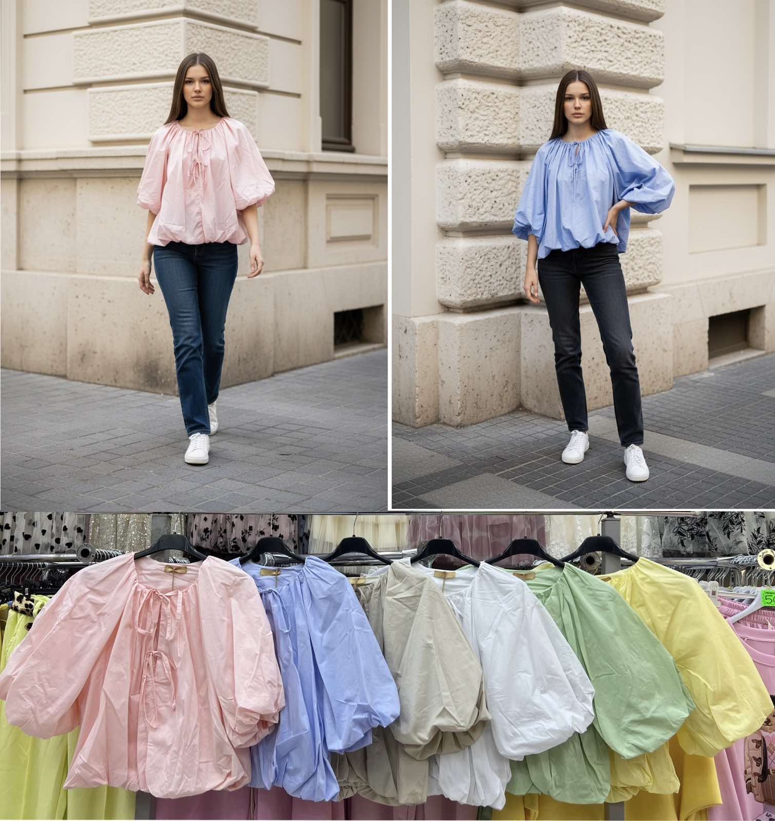 Bluzki Damskie wloska  , Size uni, paczka  6szt ,mix kolor