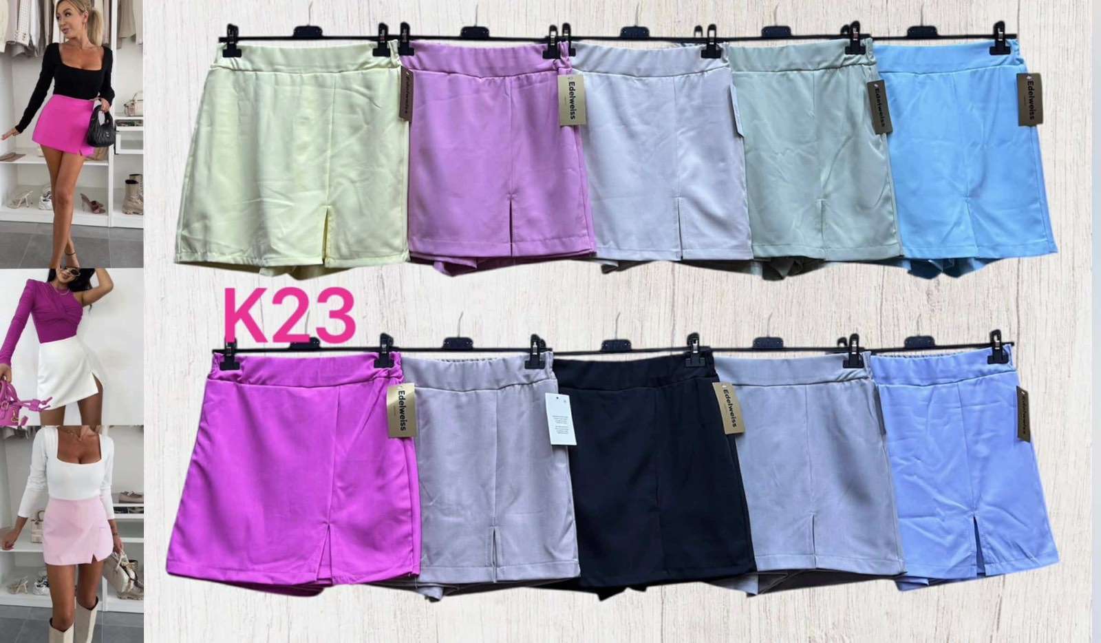 Spódnica Damskie wloska  , Size uni, paczka 6szt ,mix kolor