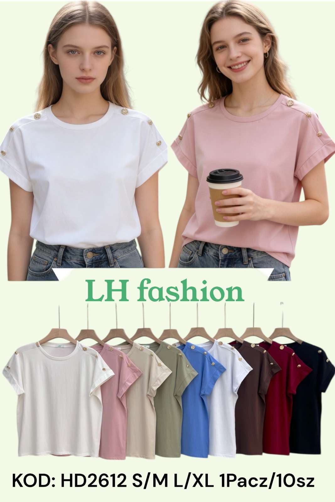 Bluzki Damskie , Size s/m-l/xl, paczka 10szt ,mix kolor