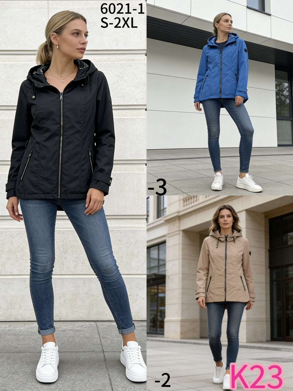 Kurtki Damskie wloska  , Size s-2xl, paczka 5szt ,1kolor