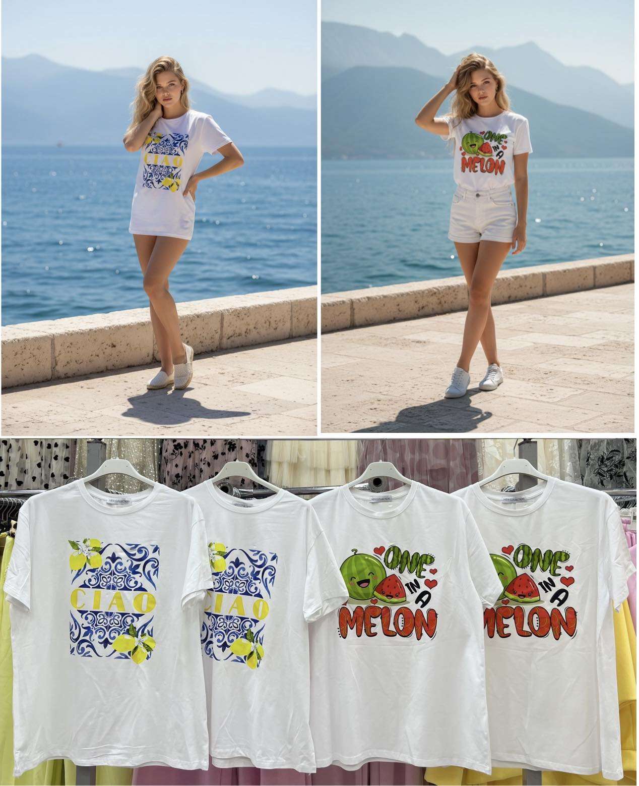 Bluzki Damskie wloska  , Size uni, paczka  6szt ,mix kolor