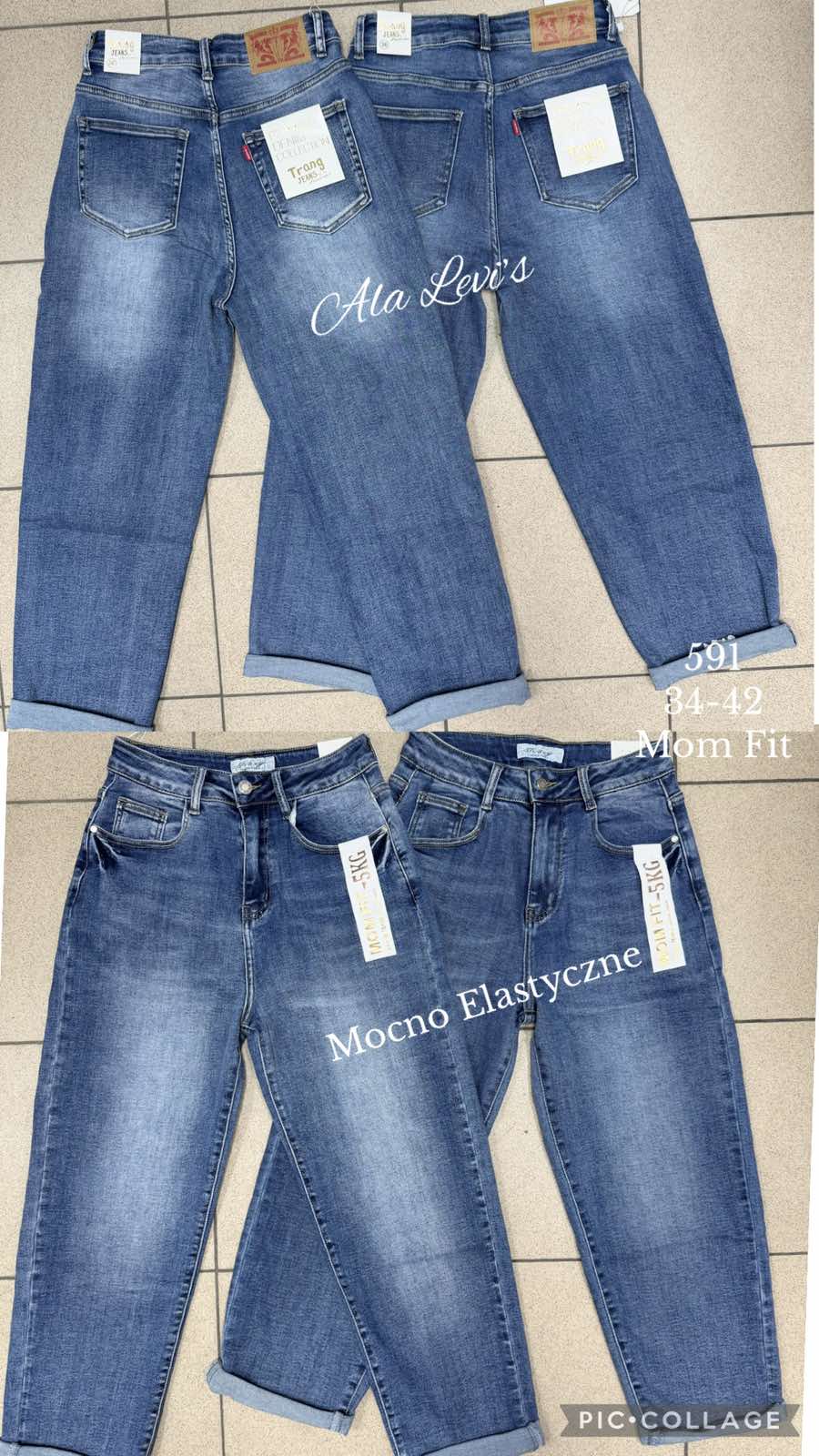 Jeansy Damskie , Size 34-42, paczka  12szt ,1 kolor