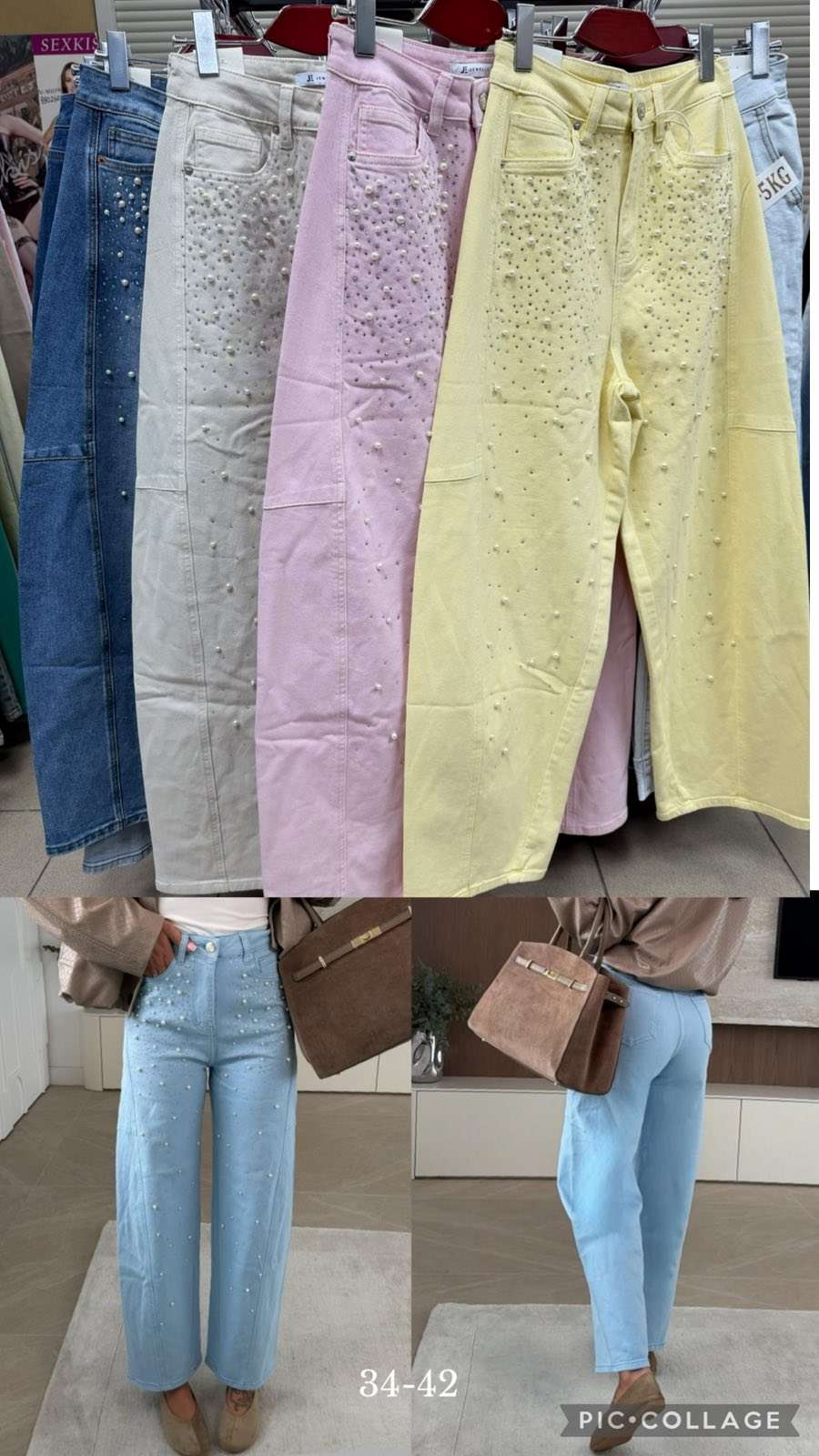 Jeansy Damskie , Size 34-42, paczka  10szt ,1 kolor