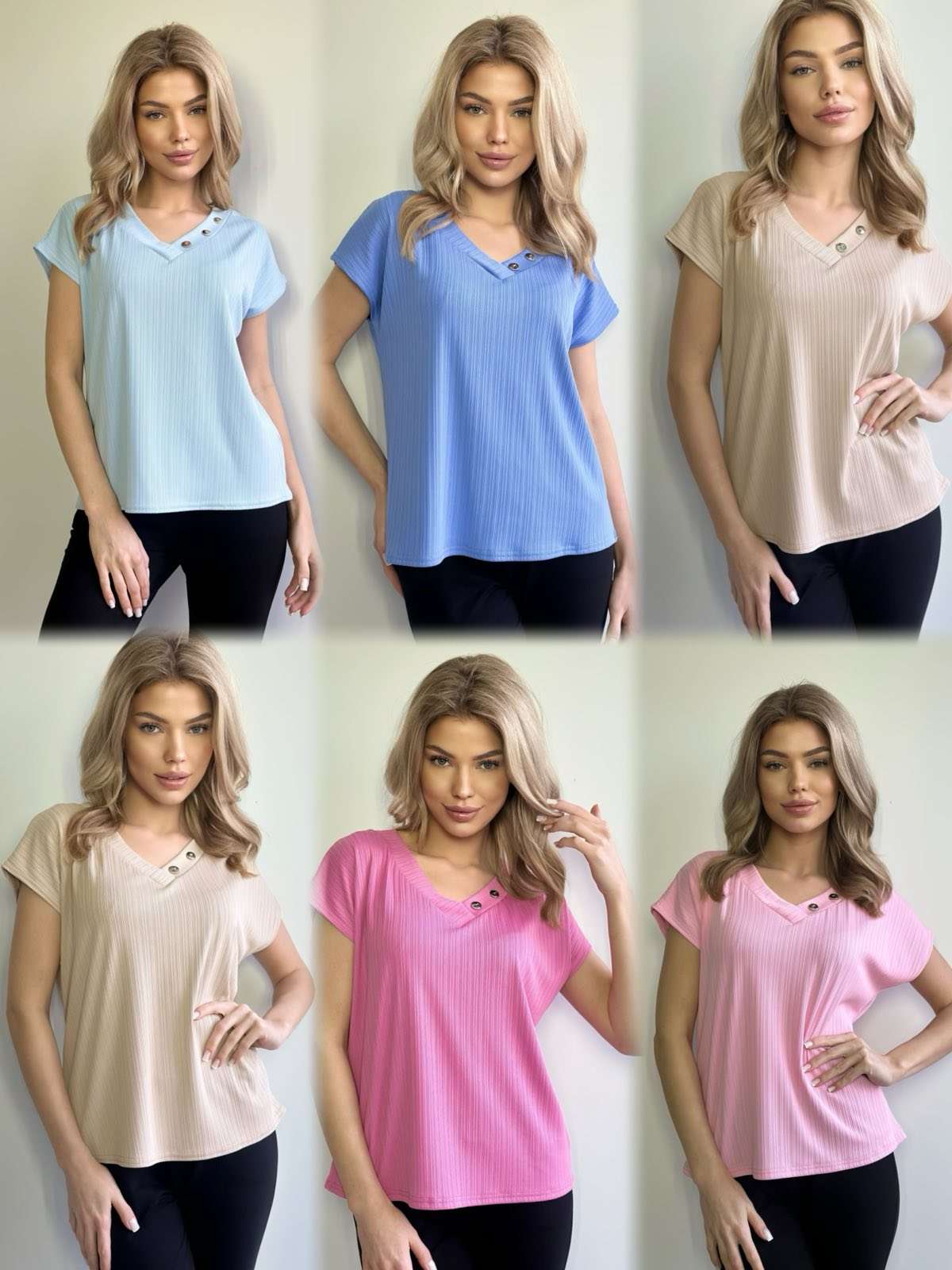 Bluzki Damskie , Size 38-46, paczka 5szt ,1kolor