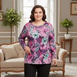 Bluzki damskie, Size 4-8xl, paczka 12szt ,mix kolor