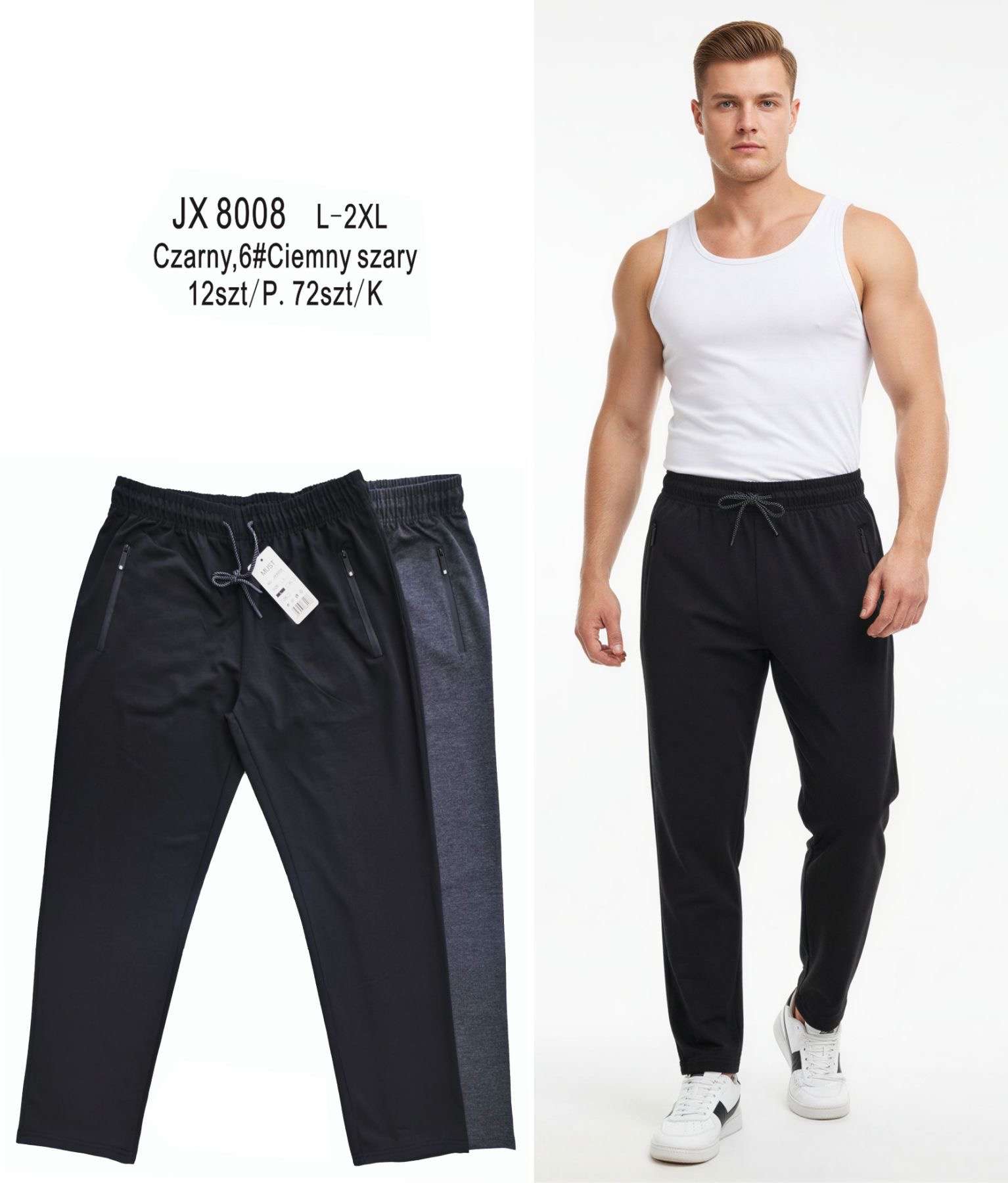Spodnie MĘSKA, Size l-2xl, paczka 12szt ,mix kolor