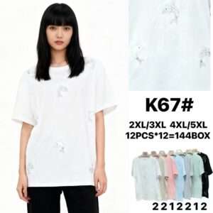 Bluzki Damskie , Size 2/3-4/5xl, paczka 12szt ,mix kolor