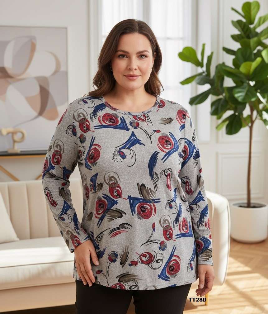 Bluzki damskie, Size 4-8xl, paczka 12szt ,mix kolor