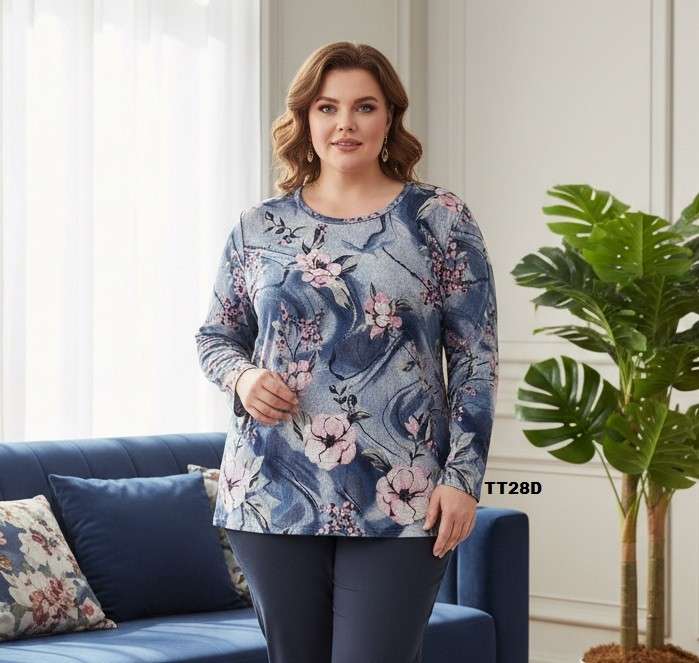 Bluzki damskie, Size 4-8xl, paczka 12szt ,mix kolor