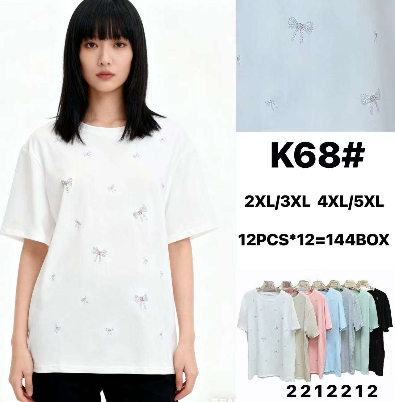 Bluzki Damskie , Size 2/3-4/5xl, paczka 12szt ,mix kolor