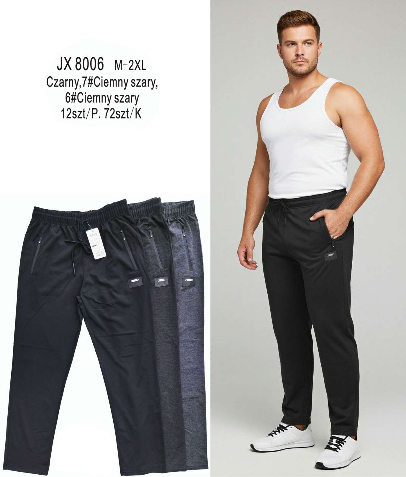 Spodnie MĘSKA, Size m-2xl, paczka 12szt ,mix kolor