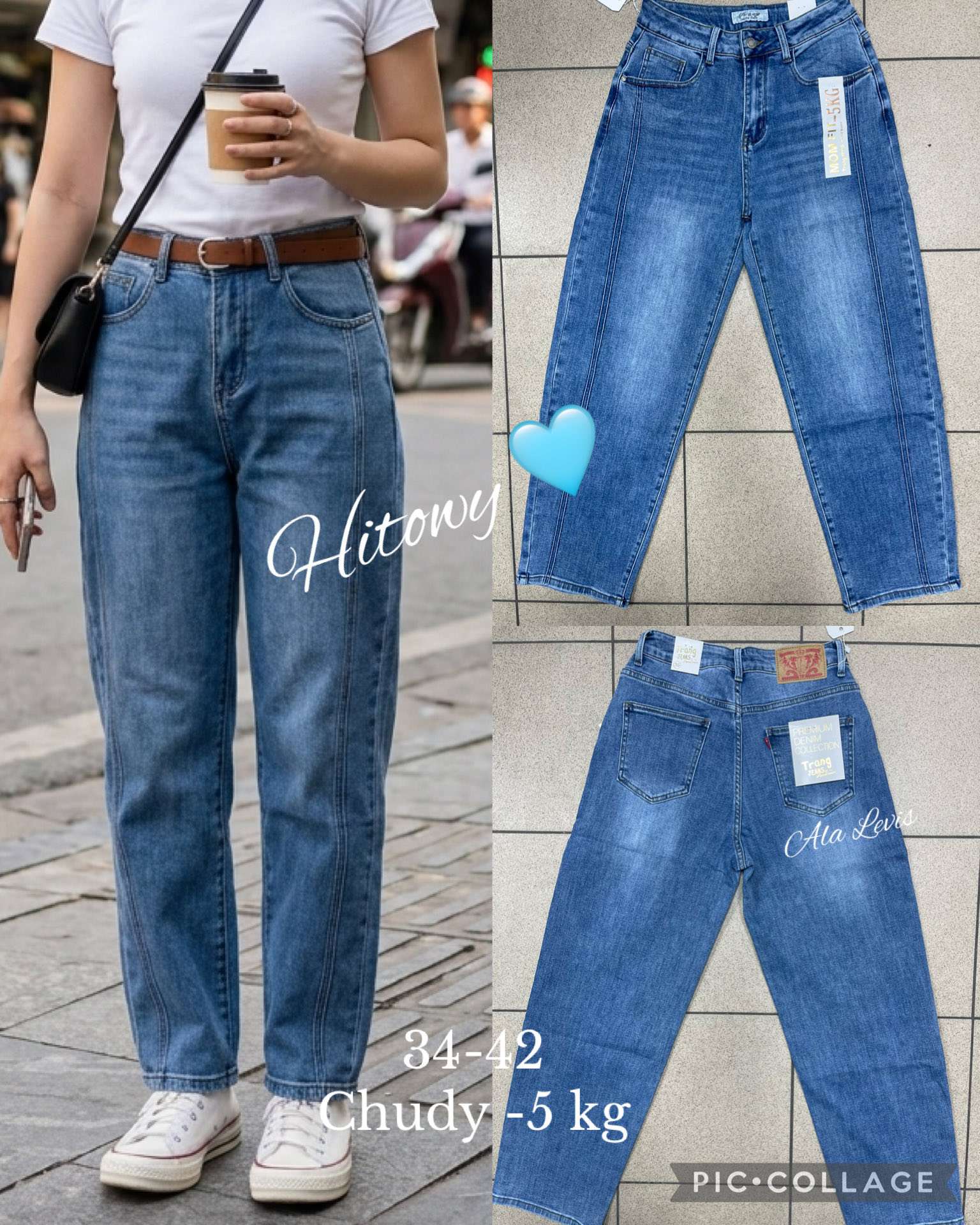 Jeansy Damskie , Size 34-42 , paczka  10szt ,1 kolor