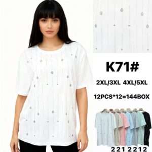 Bluzki Damskie , Size 2/3-4/5xl, paczka 12szt ,mix kolor