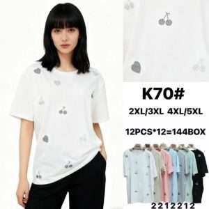 Bluzki Damskie , Size 2/3-4/5xl, paczka 12szt ,mix kolor